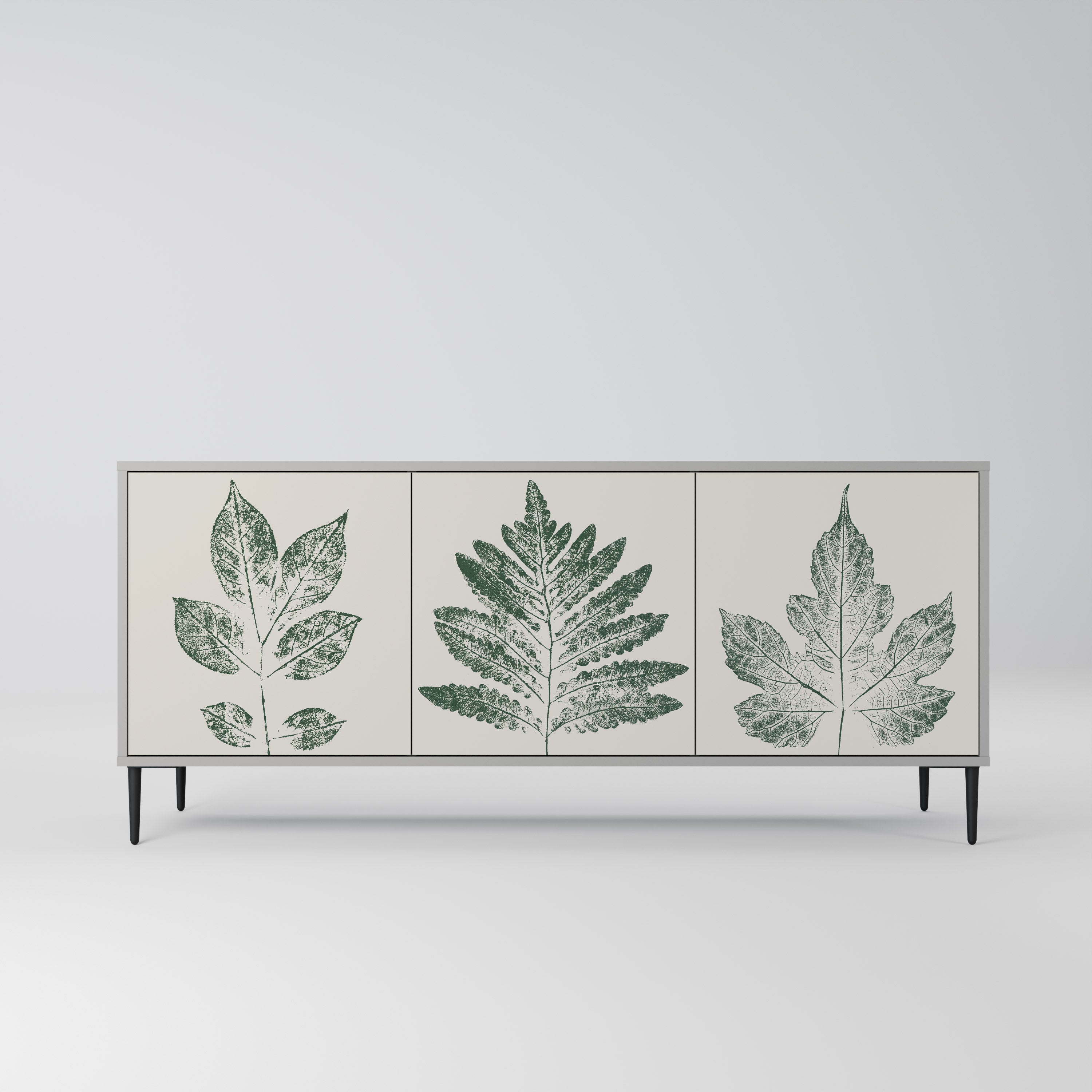 Aparador de 3 puertas GREEN LEAFY STAMPS en acabado gris