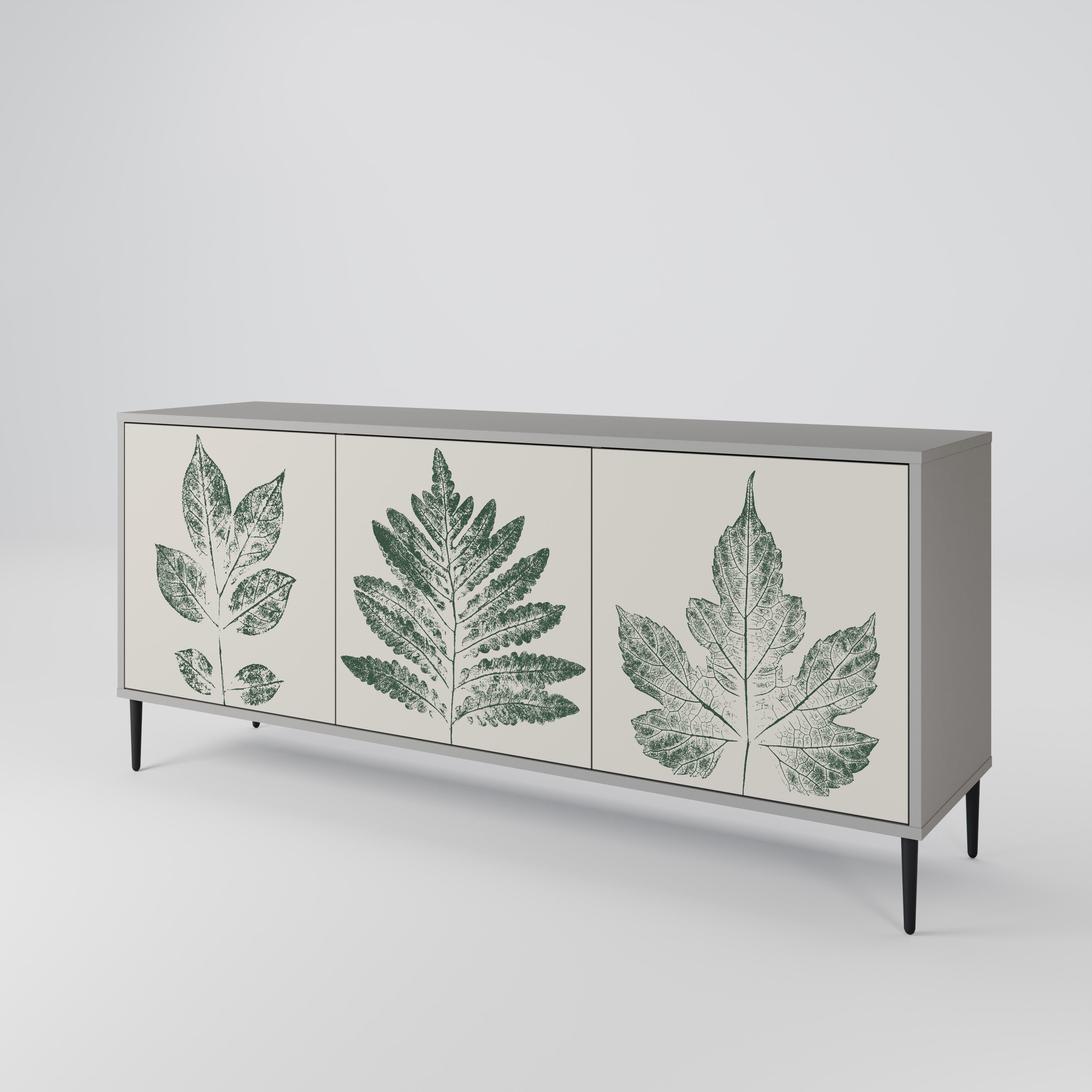 Aparador de 3 puertas GREEN LEAFY STAMPS en acabado gris