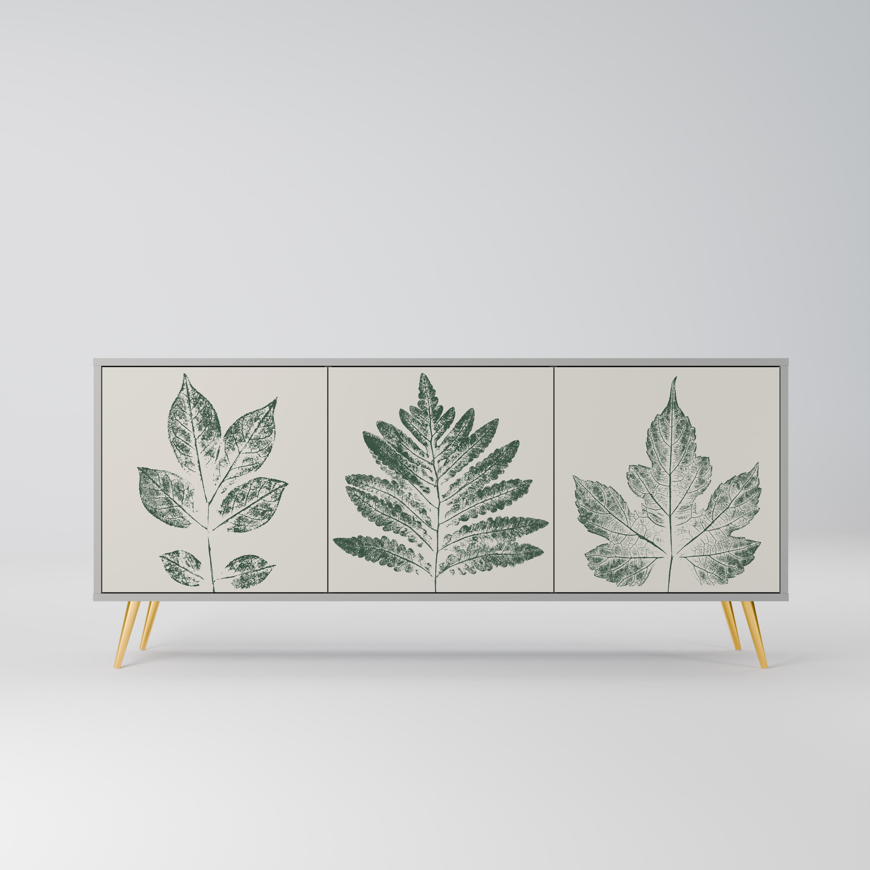 Aparador de 3 puertas GREEN LEAFY STAMPS en acabado gris