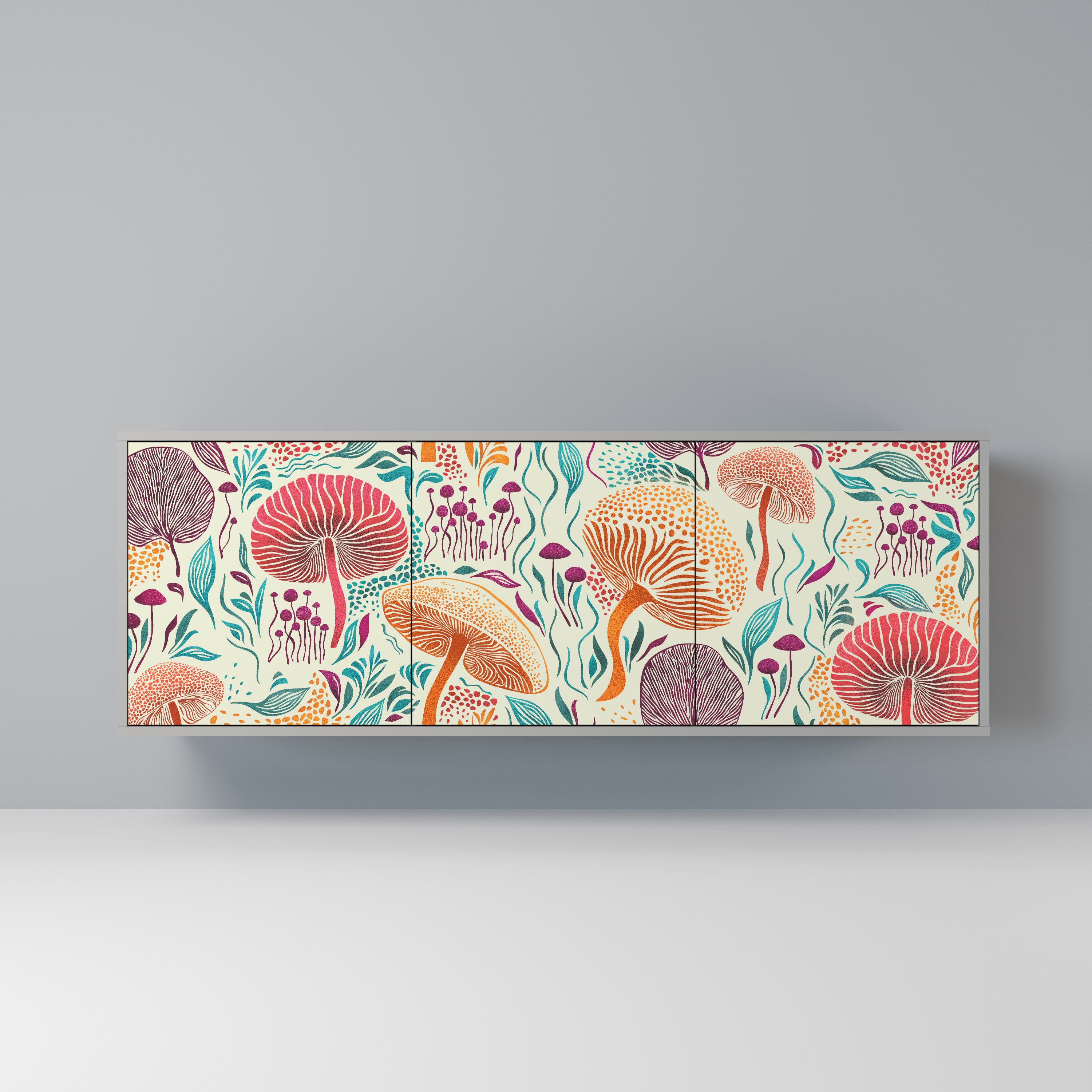 Aparador FUNGUS FANTASY de 3 puertas en acabado gris