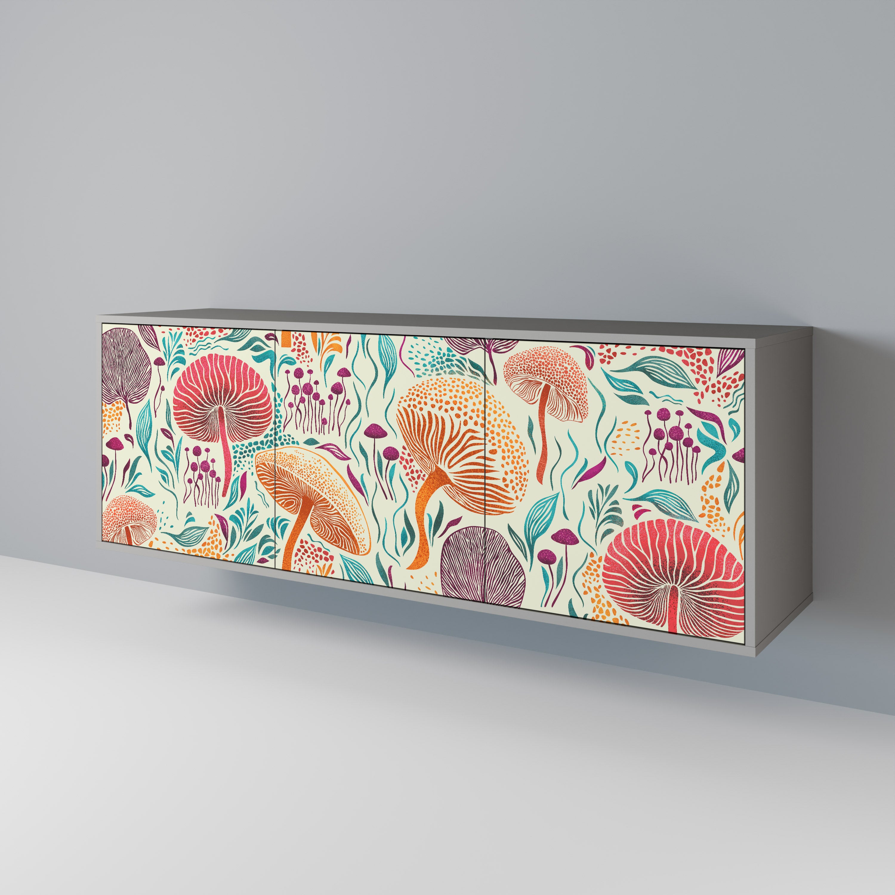 Aparador FUNGUS FANTASY de 3 puertas en acabado gris