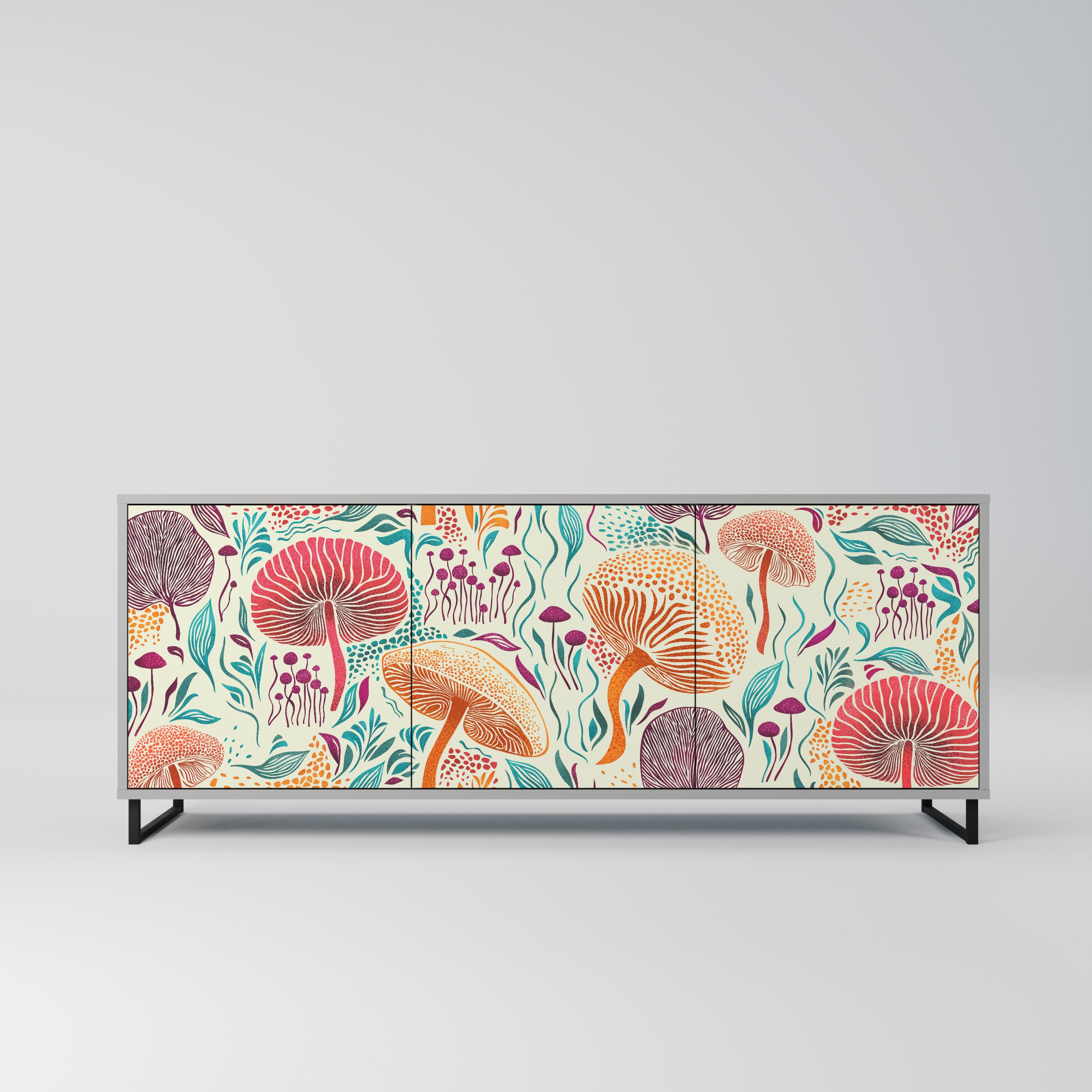 Aparador FUNGUS FANTASY de 3 puertas en acabado gris