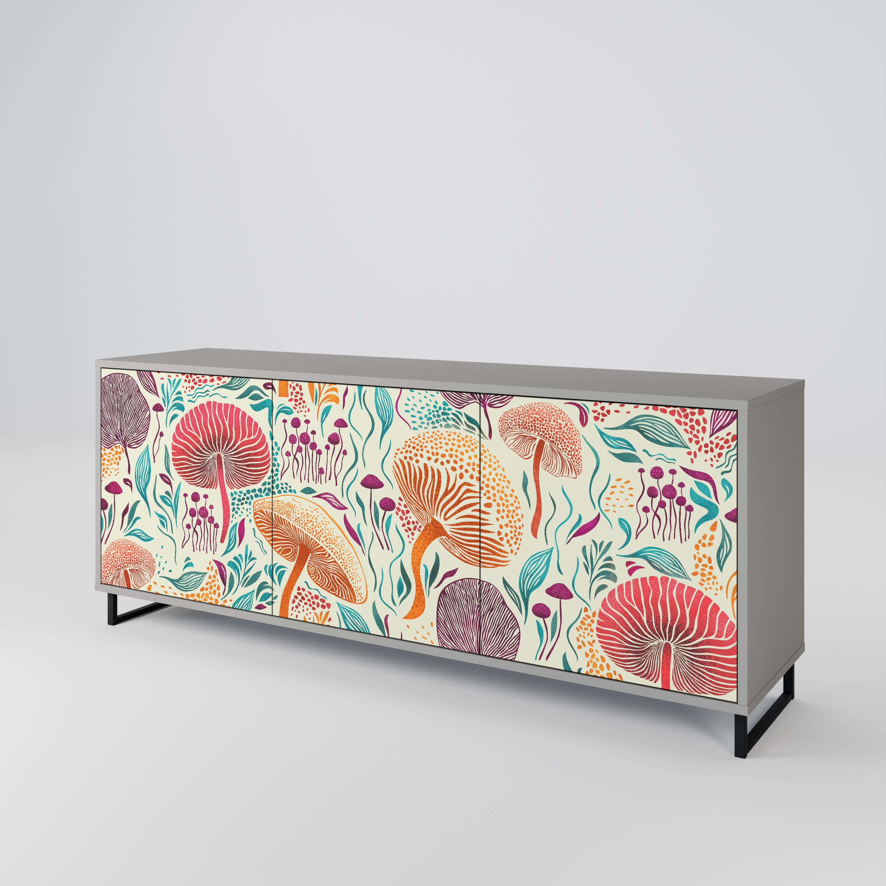 Aparador FUNGUS FANTASY de 3 puertas en acabado gris