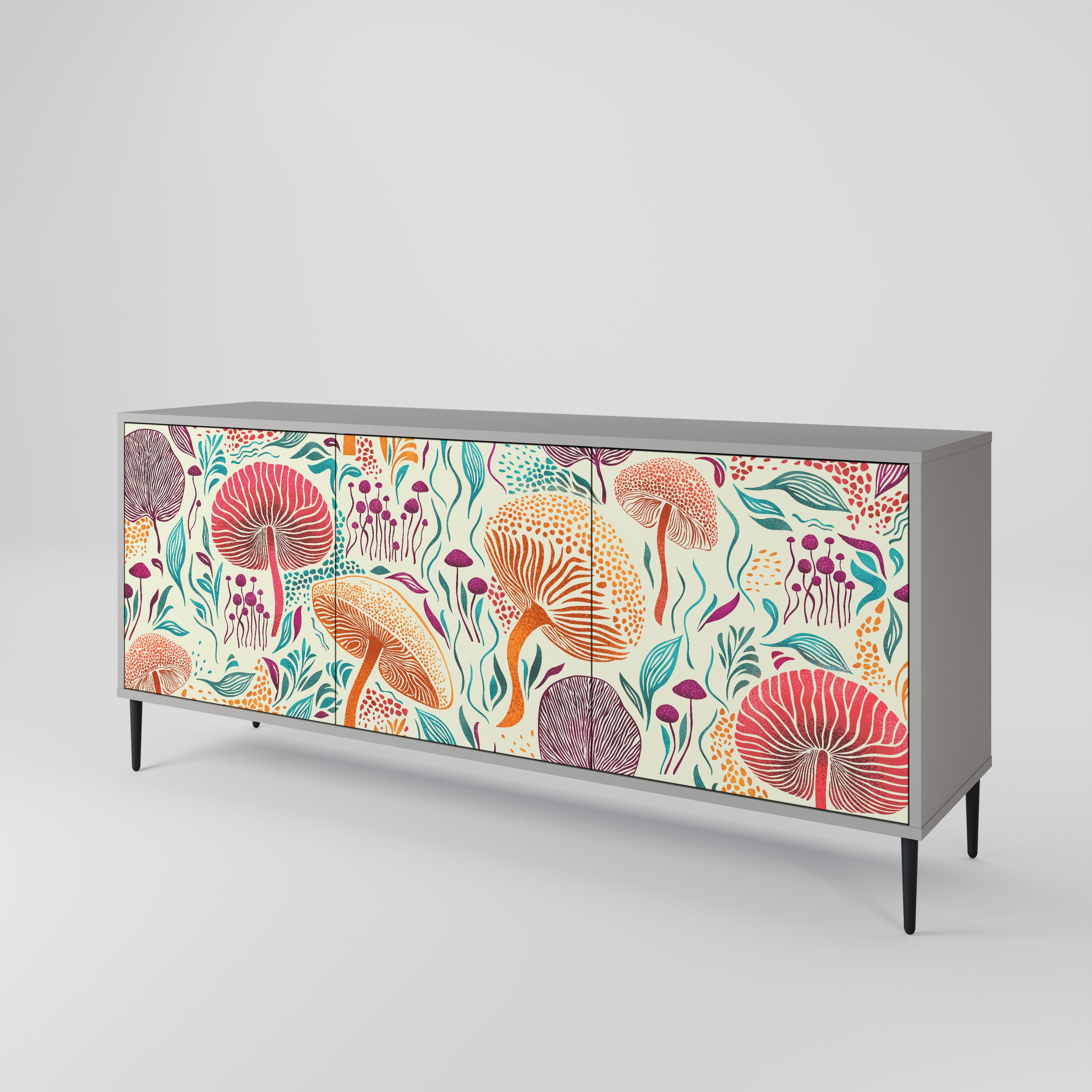 Aparador FUNGUS FANTASY de 3 puertas en acabado gris