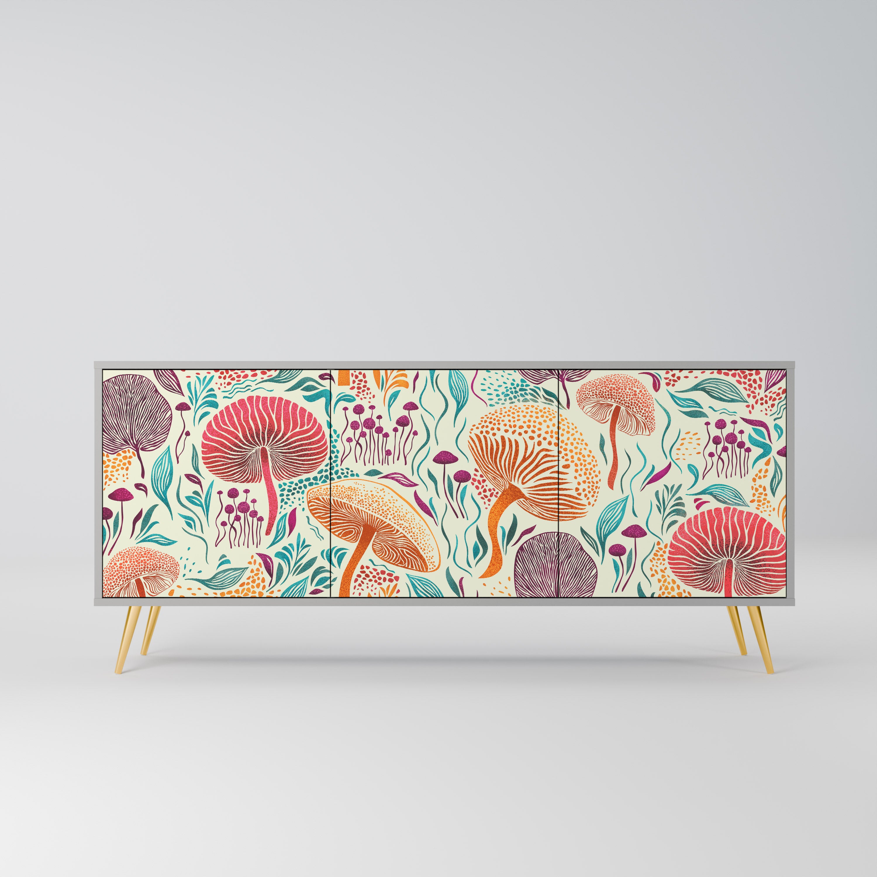 Aparador FUNGUS FANTASY de 3 puertas en acabado gris