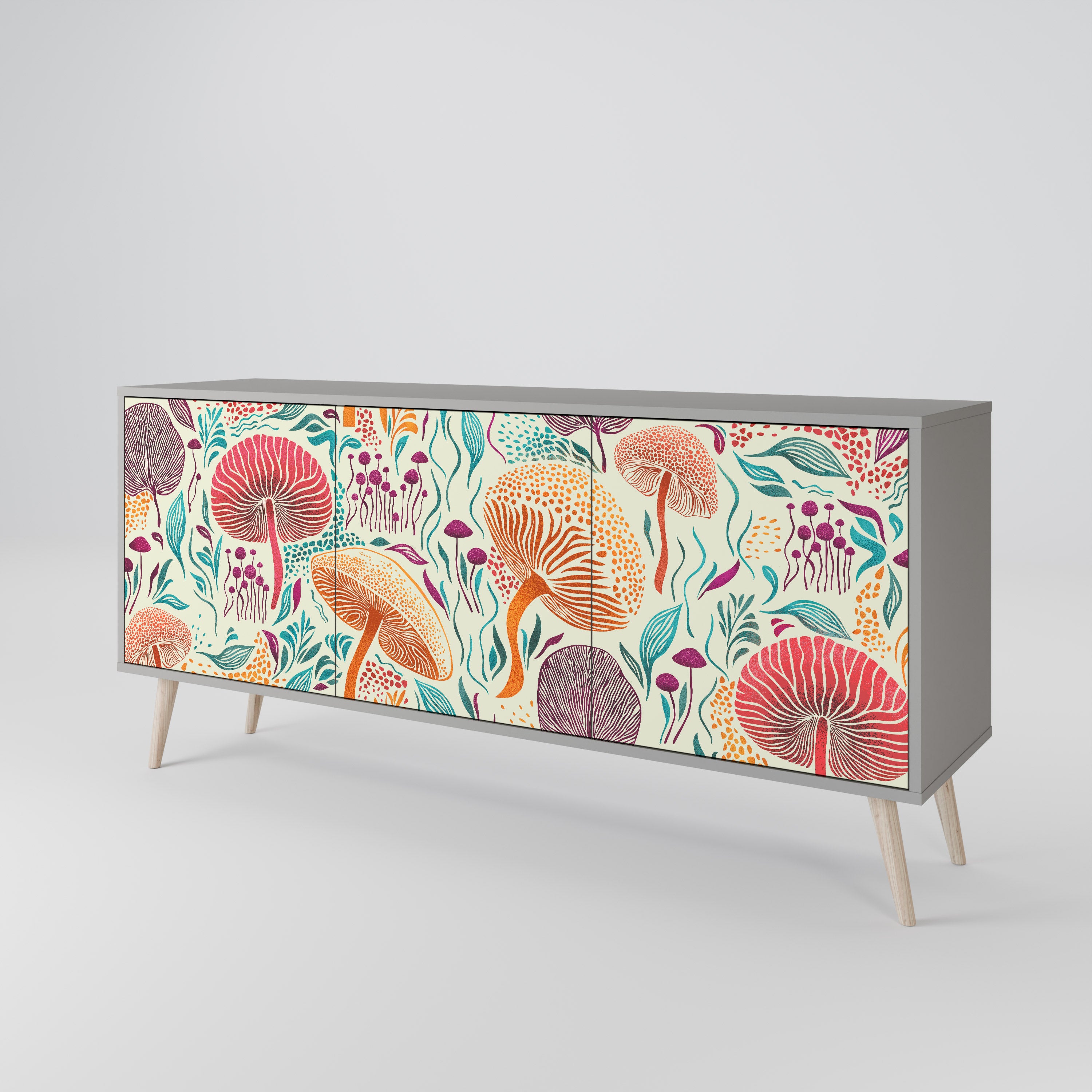 Aparador FUNGUS FANTASY de 3 puertas en acabado gris