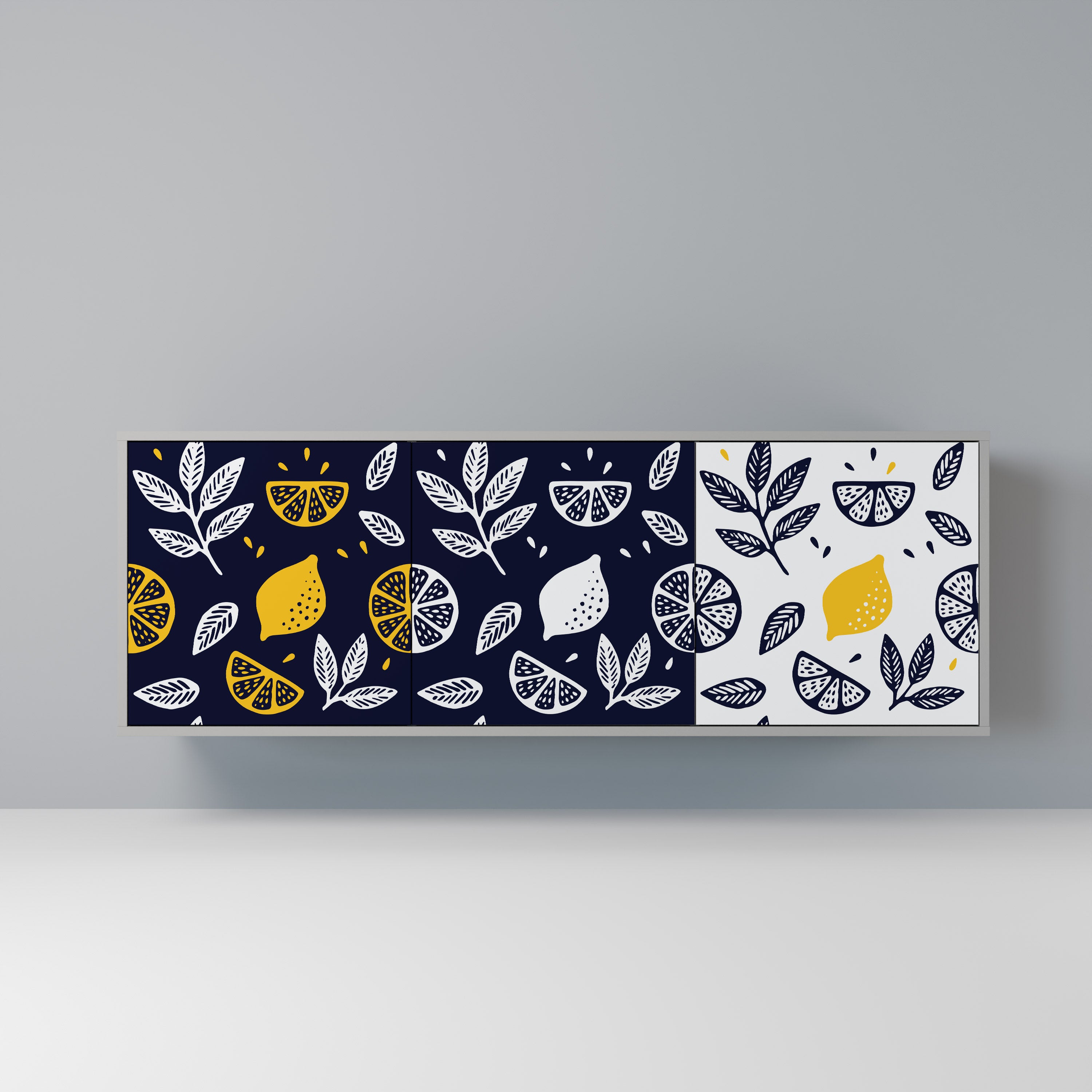 Aparador de 3 puertas CITRUS BLACK AND WHITE en acabado gris