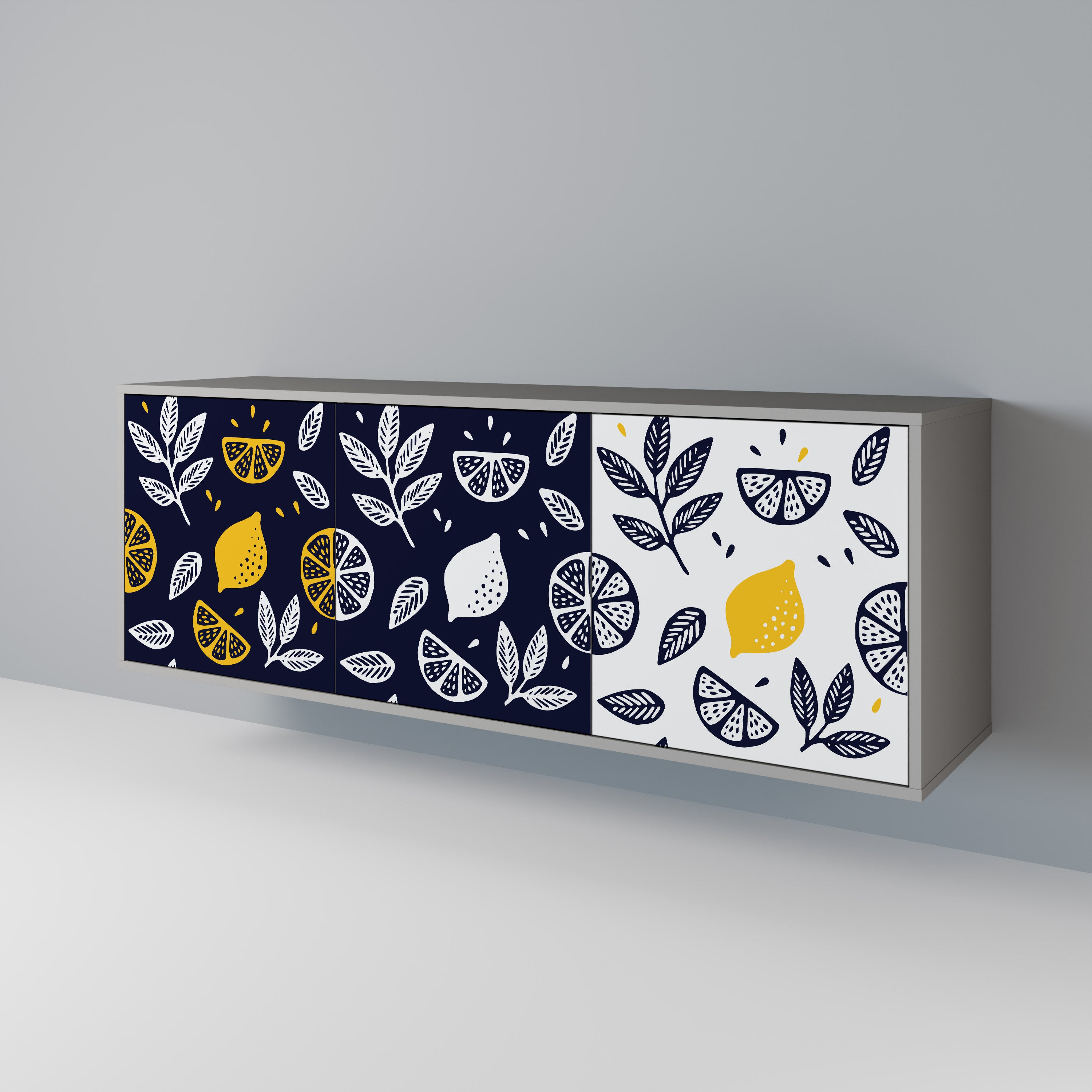 Aparador de 3 puertas CITRUS BLACK AND WHITE en acabado gris
