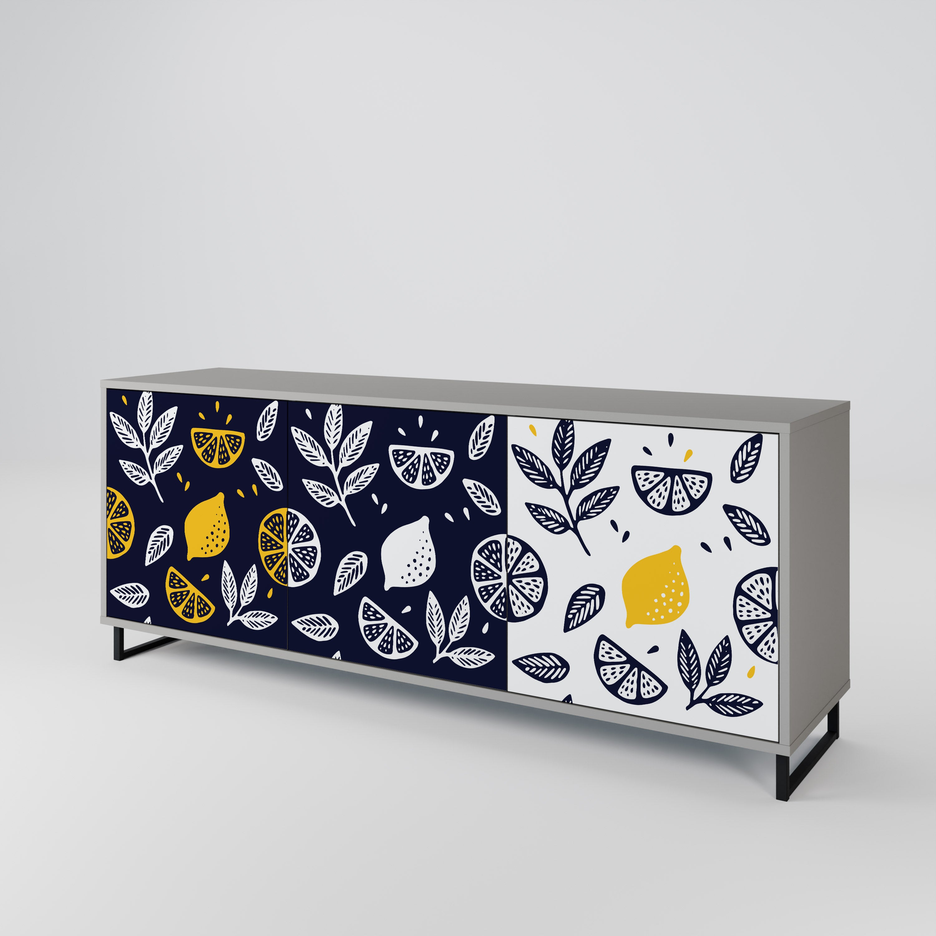 Aparador de 3 puertas CITRUS BLACK AND WHITE en acabado gris