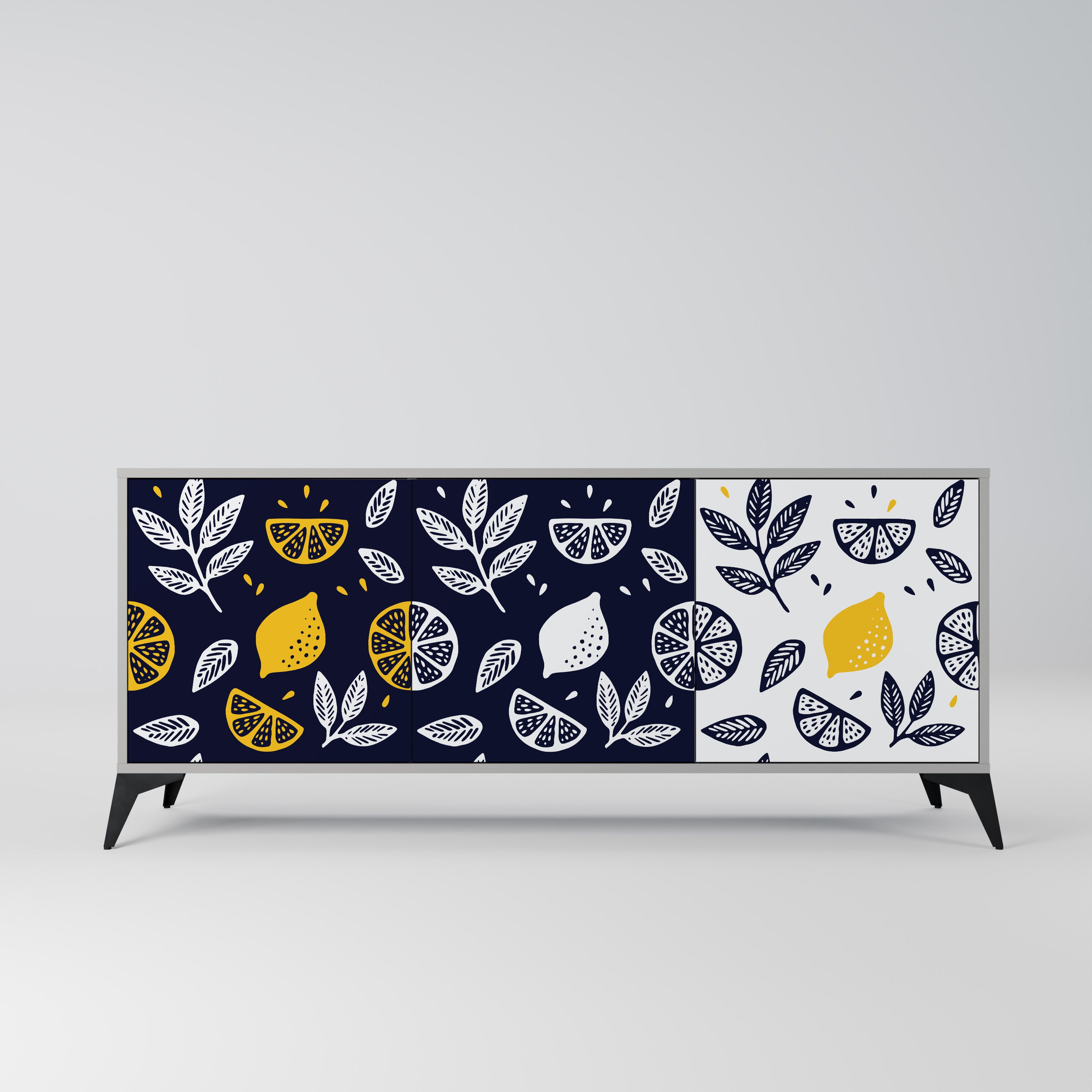 Aparador de 3 puertas CITRUS BLACK AND WHITE en acabado gris