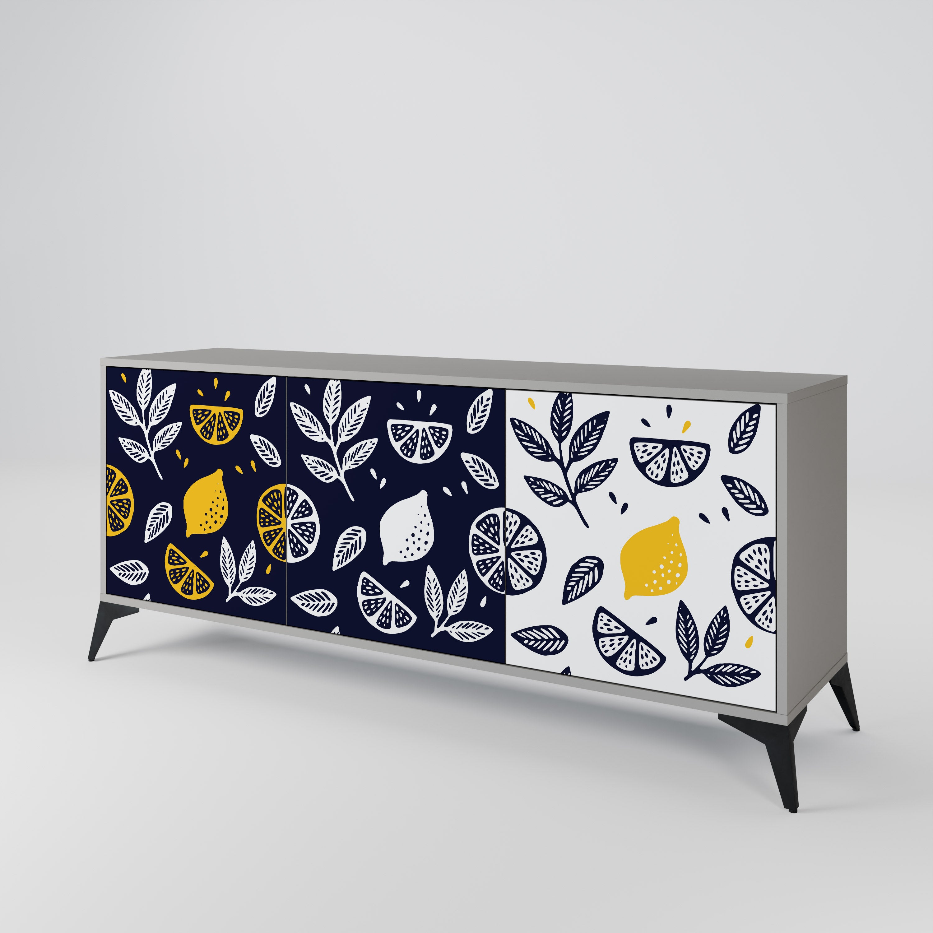 Aparador de 3 puertas CITRUS BLACK AND WHITE en acabado gris