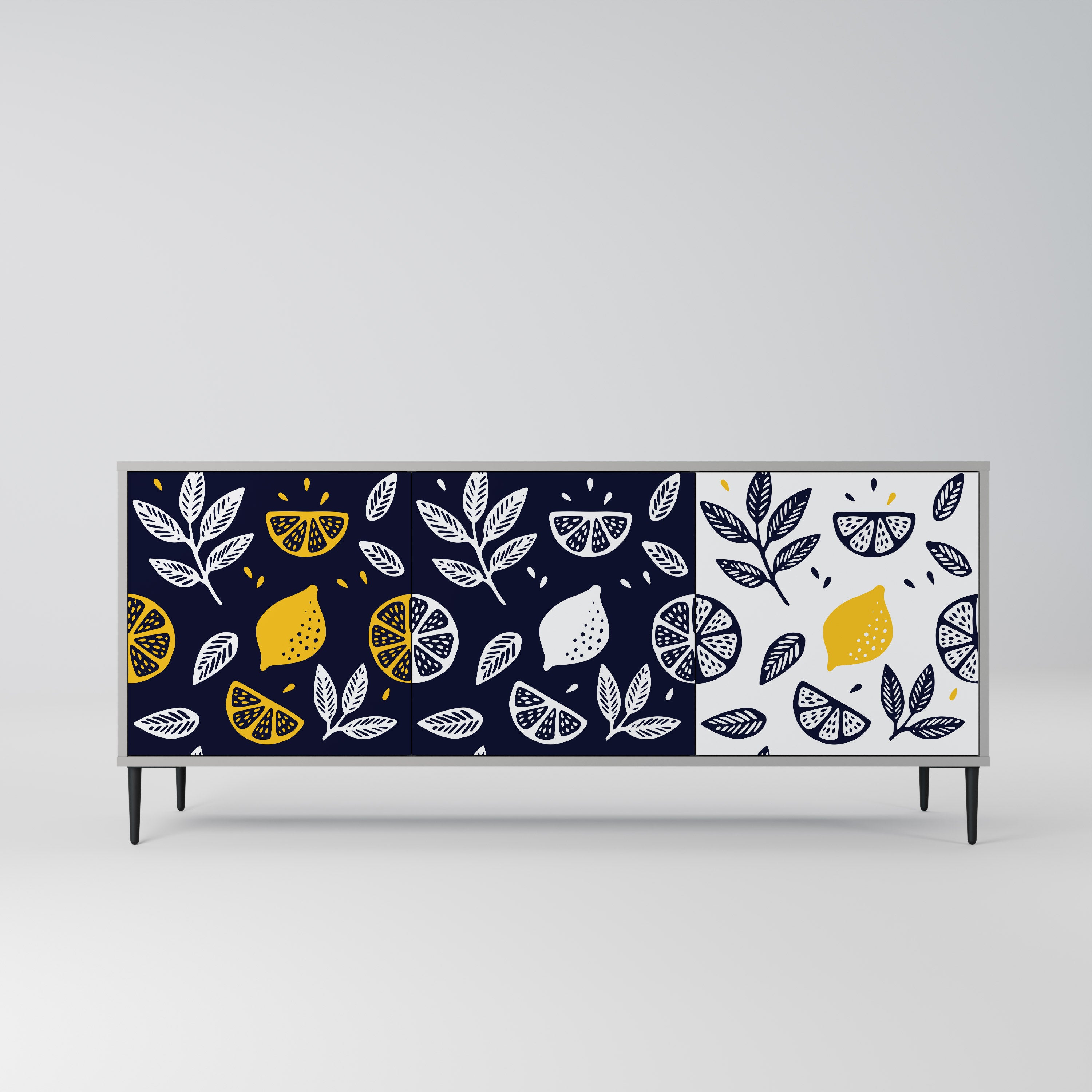 Aparador de 3 puertas CITRUS BLACK AND WHITE en acabado gris