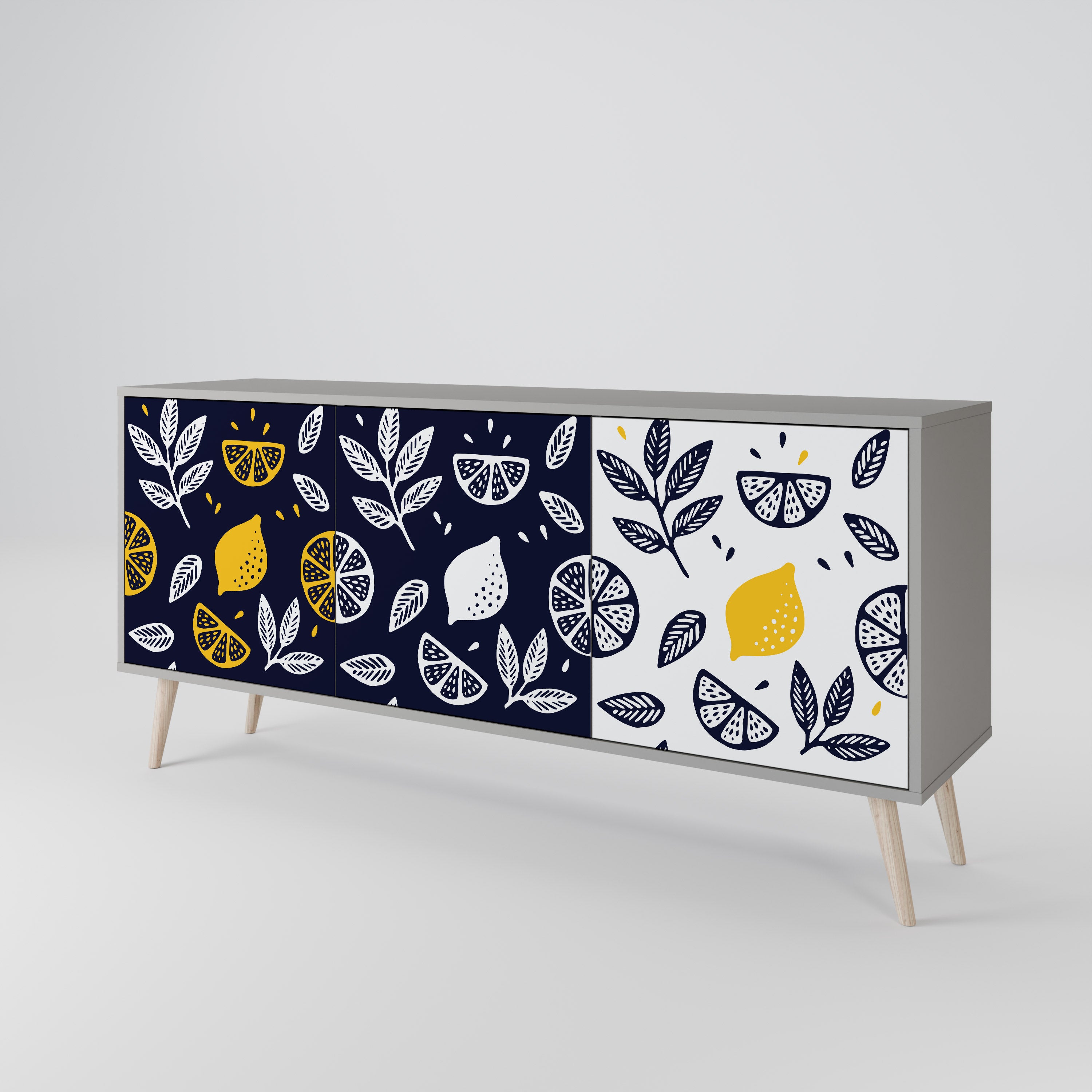 Aparador de 3 puertas CITRUS BLACK AND WHITE en acabado gris