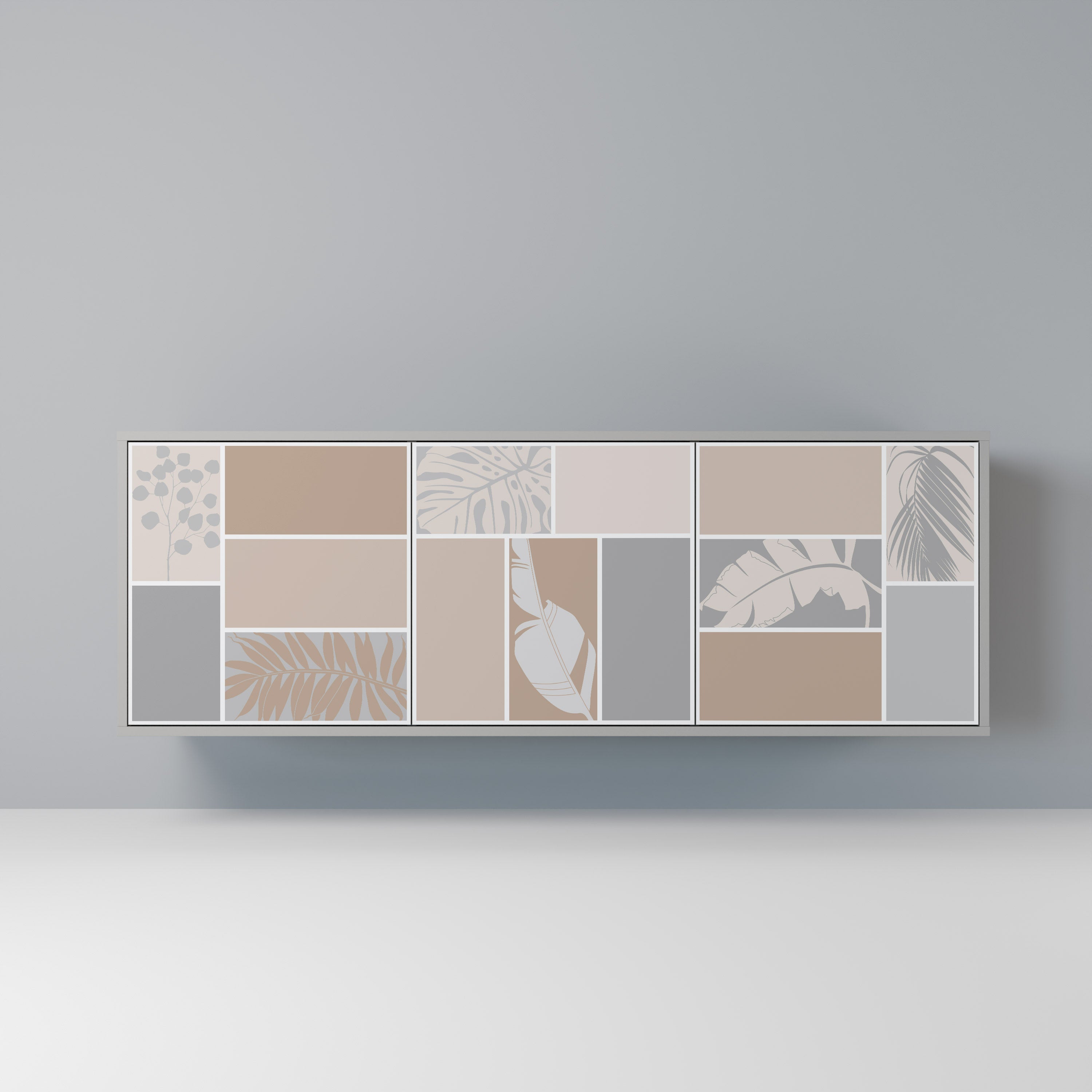 Aparador de 3 puertas TROPICAL SHAPES en acabado gris