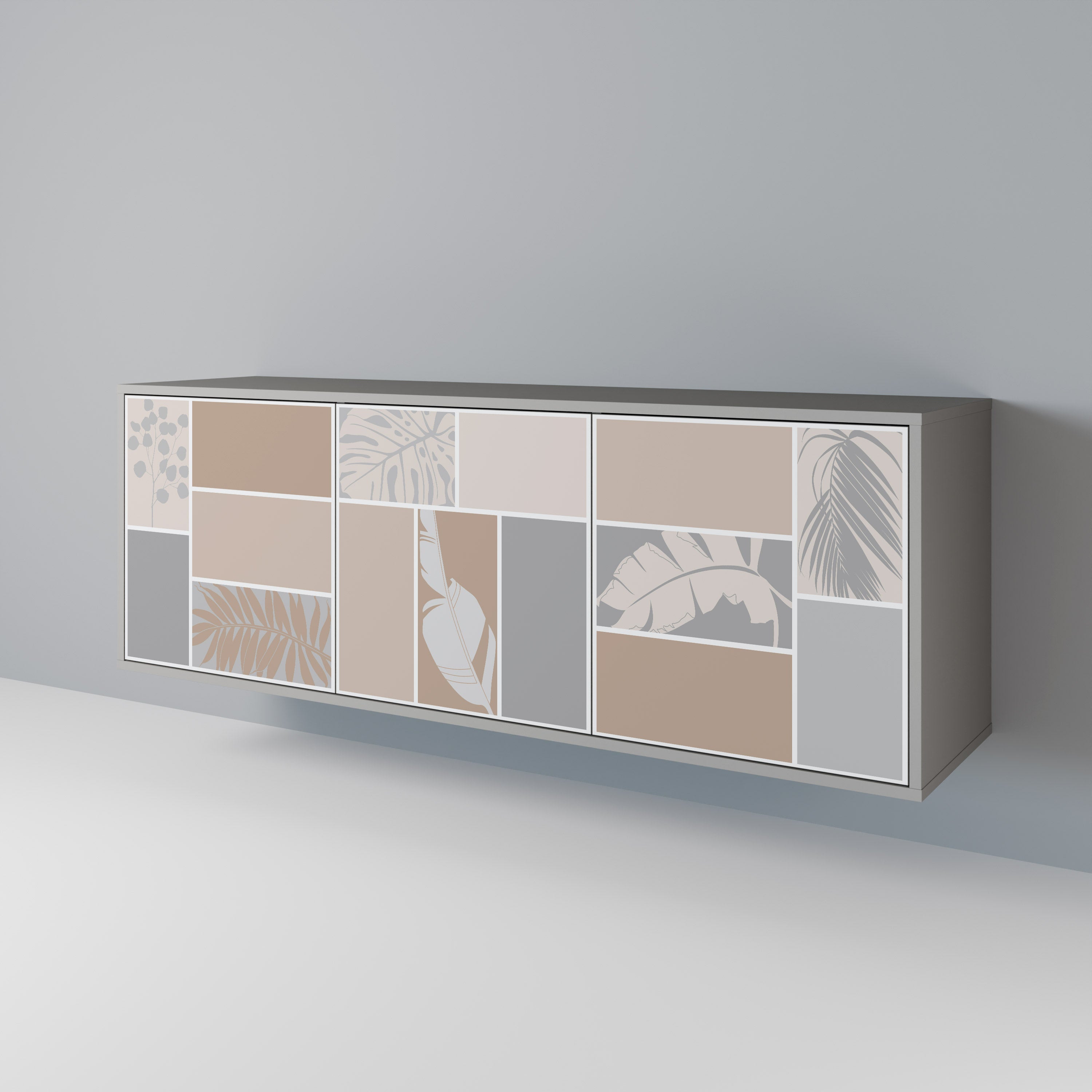 Aparador de 3 puertas TROPICAL SHAPES en acabado gris