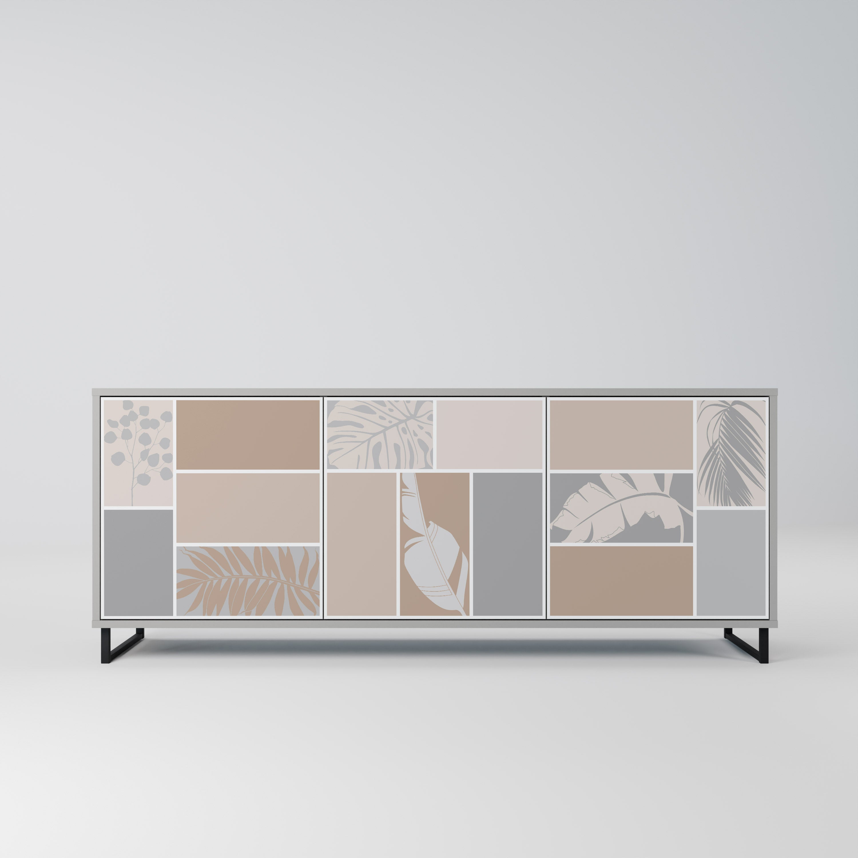 Aparador de 3 puertas TROPICAL SHAPES en acabado gris