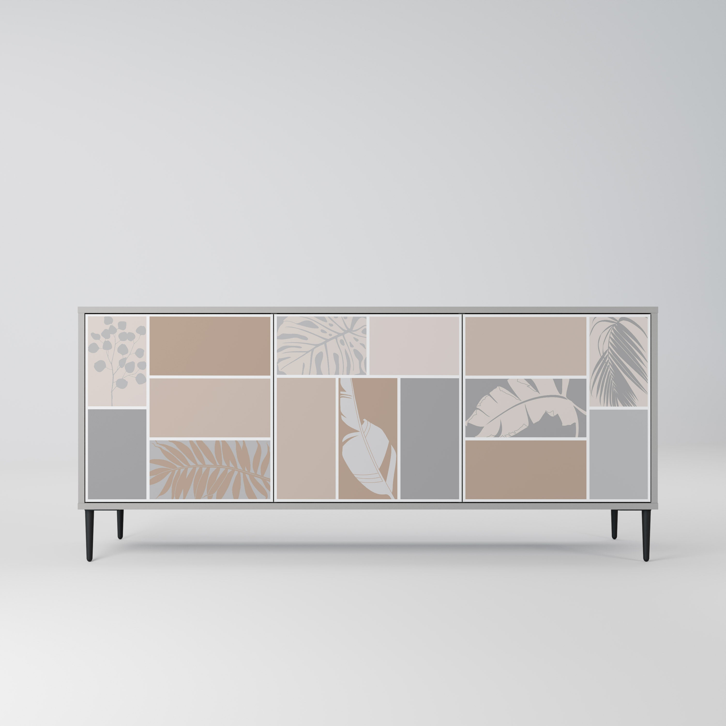 Aparador de 3 puertas TROPICAL SHAPES en acabado gris