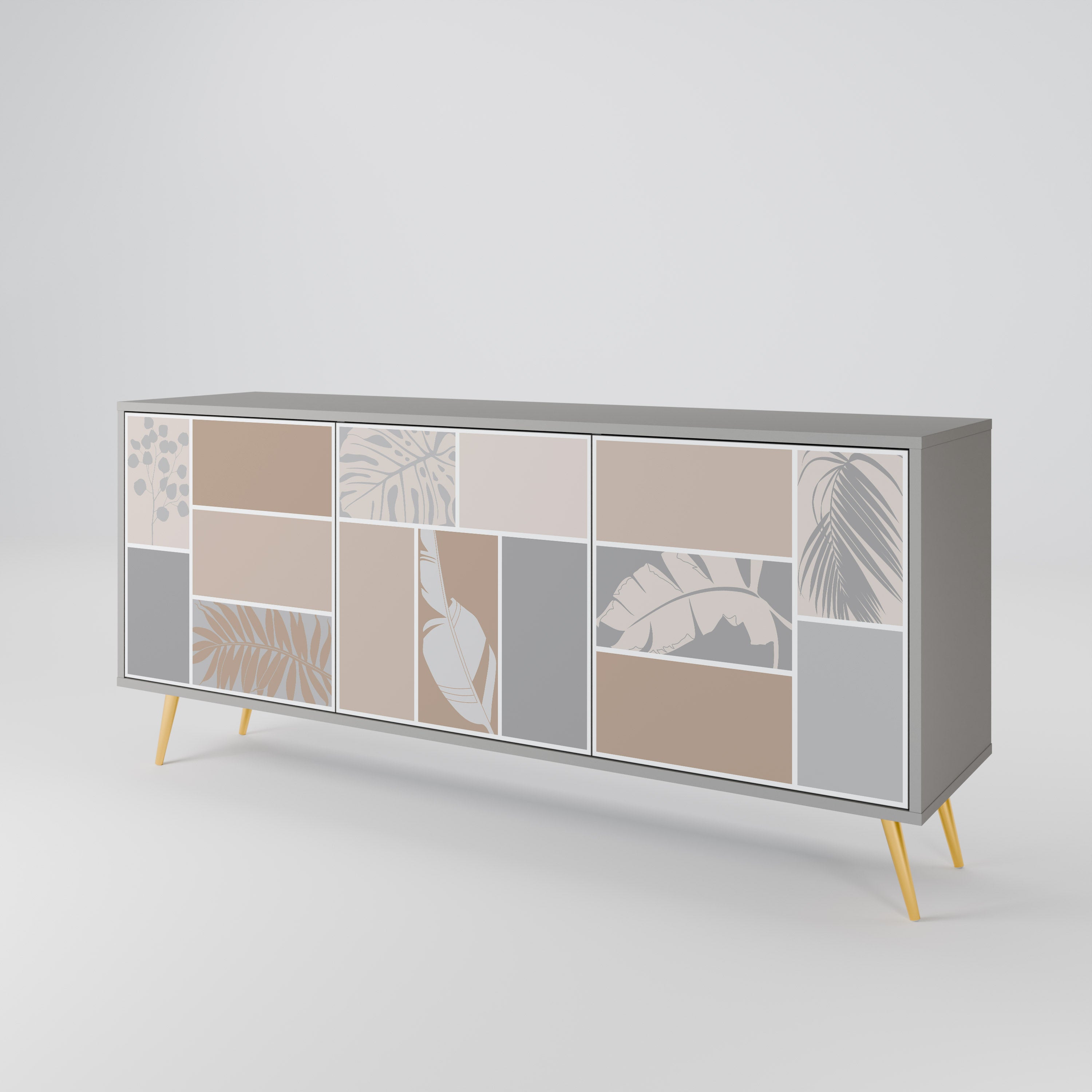 Aparador de 3 puertas TROPICAL SHAPES en acabado gris