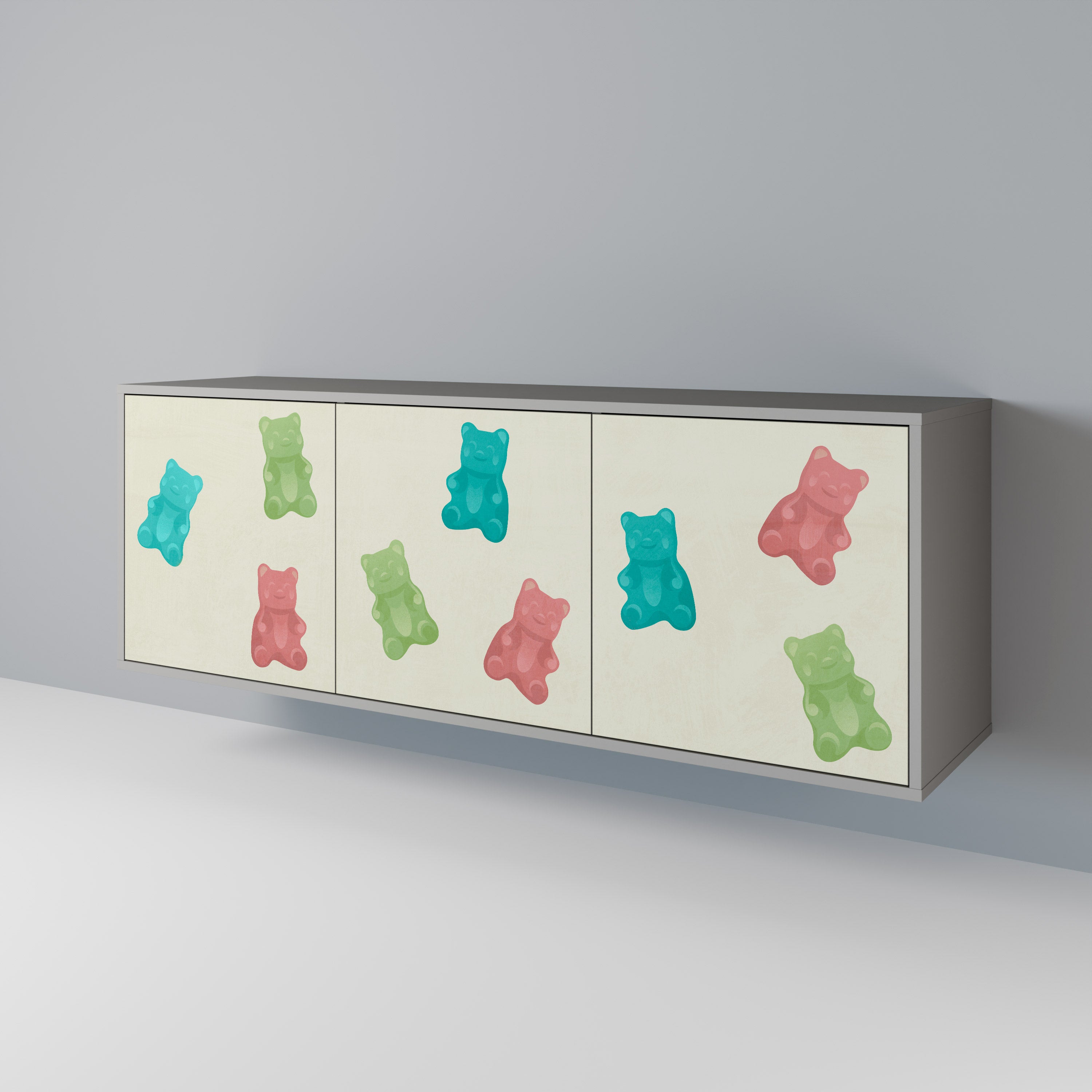 Aparador de 3 puertas GUMMY BEARS en acabado gris