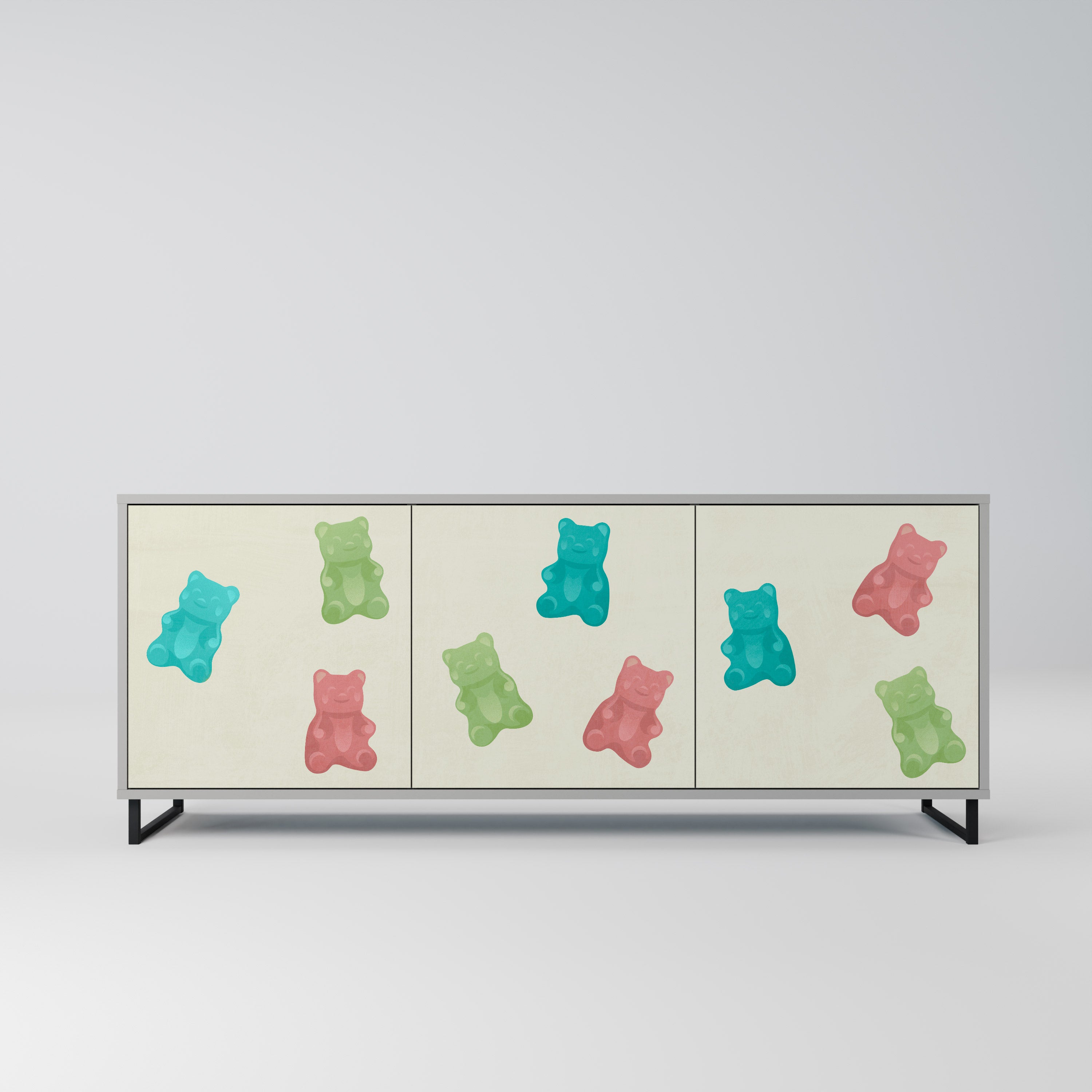 Aparador de 3 puertas GUMMY BEARS en acabado gris