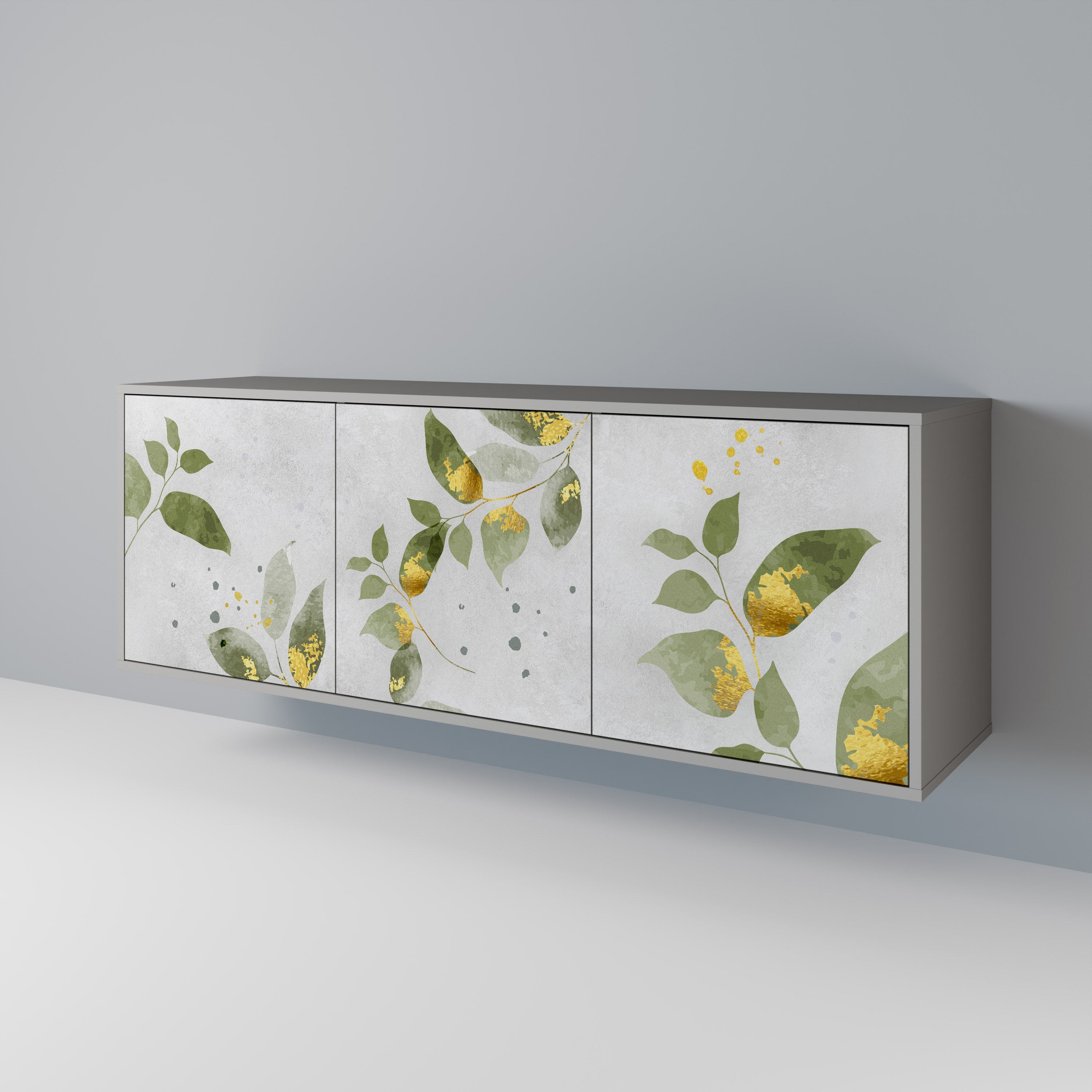 Aparador ELEGANT BOTANICS de 3 puertas en acabado gris