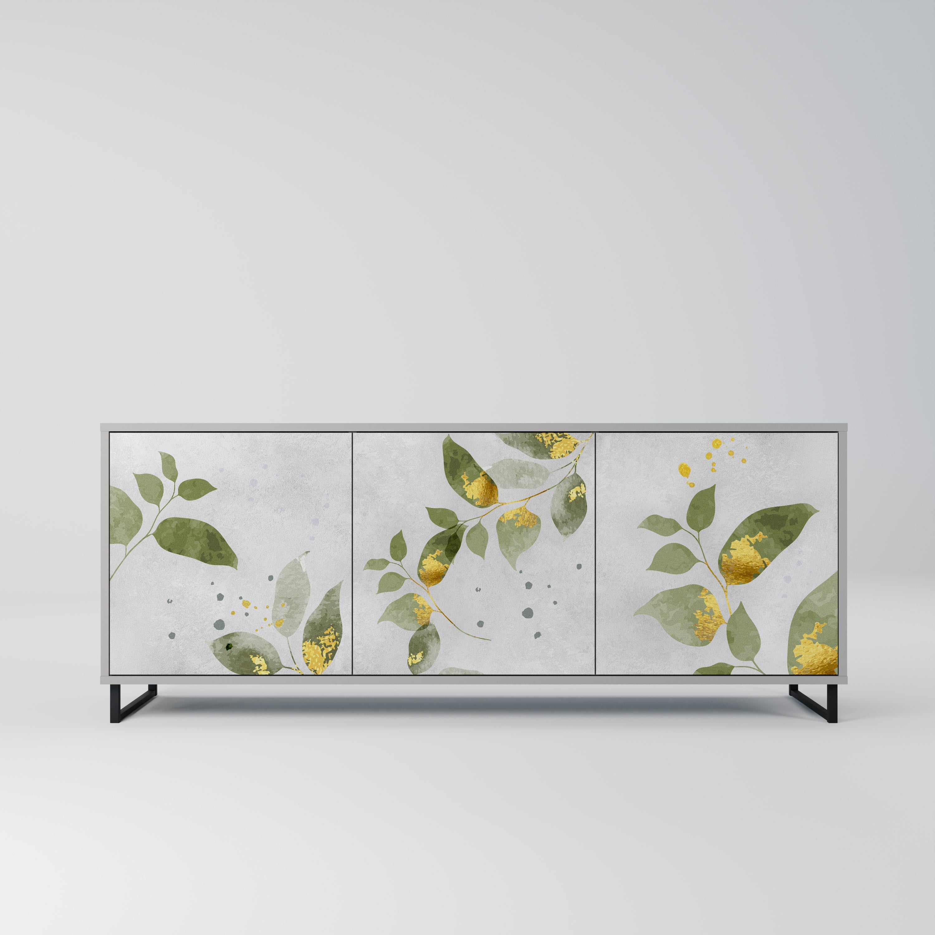 Aparador ELEGANT BOTANICS de 3 puertas en acabado gris