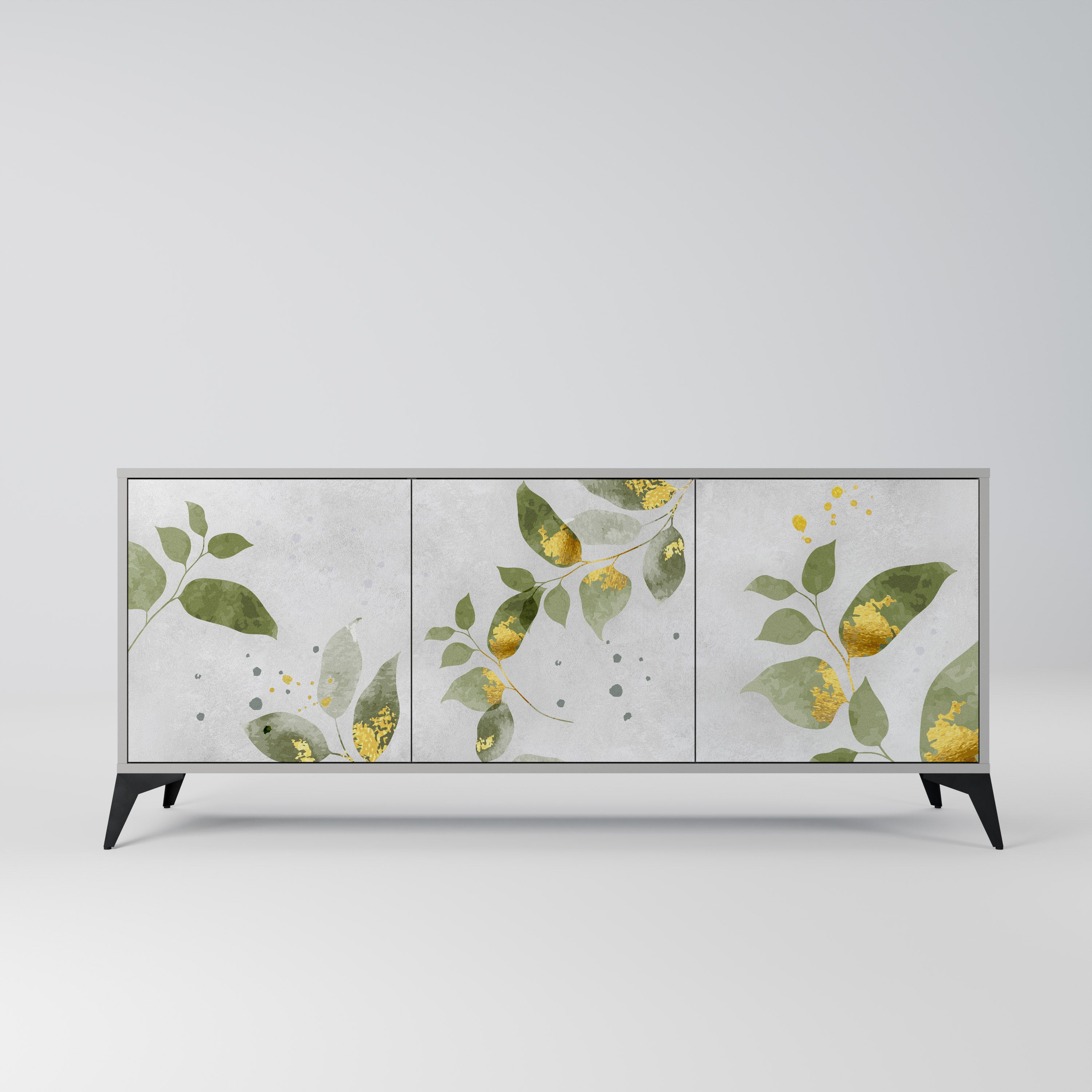 Aparador ELEGANT BOTANICS de 3 puertas en acabado gris