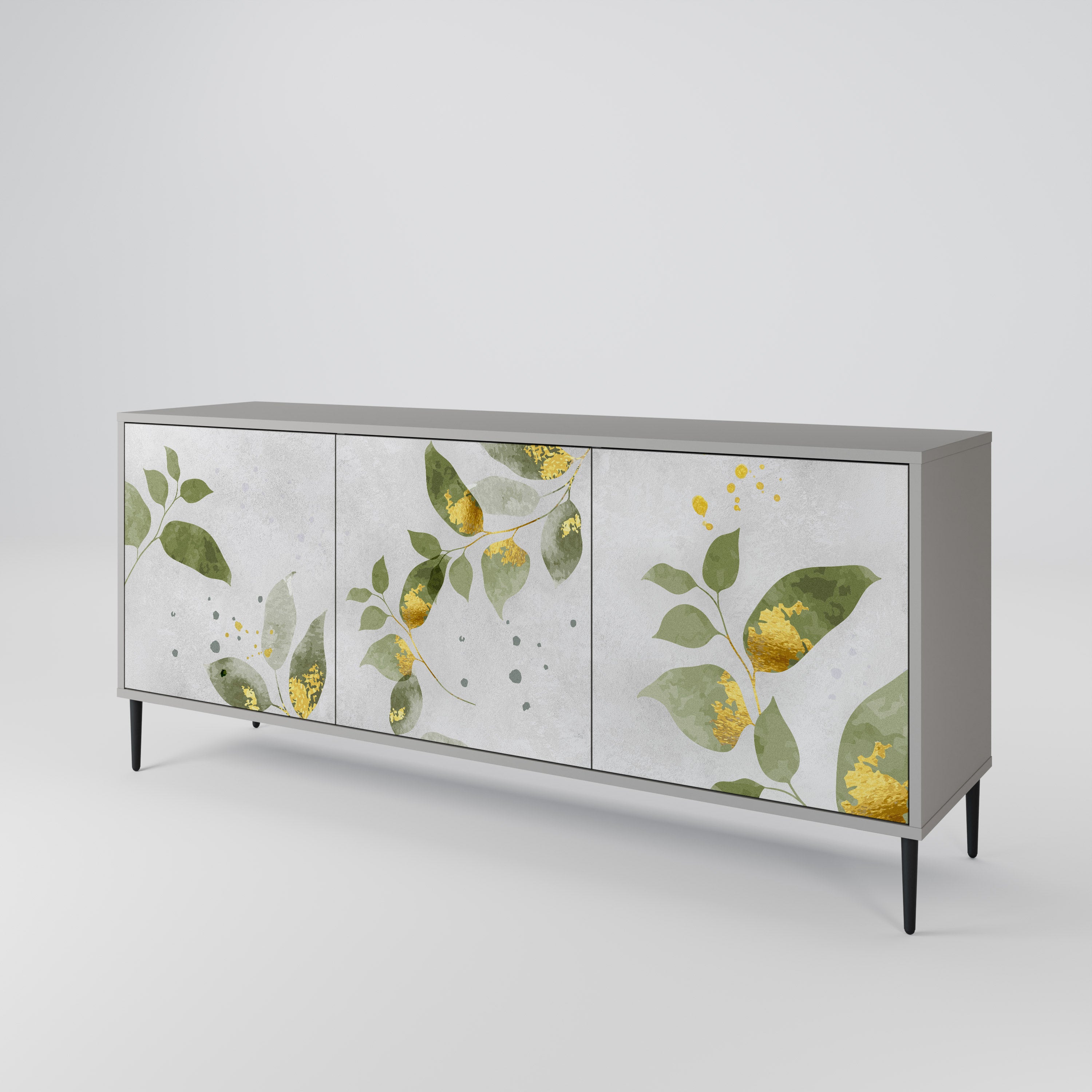 Aparador ELEGANT BOTANICS de 3 puertas en acabado gris