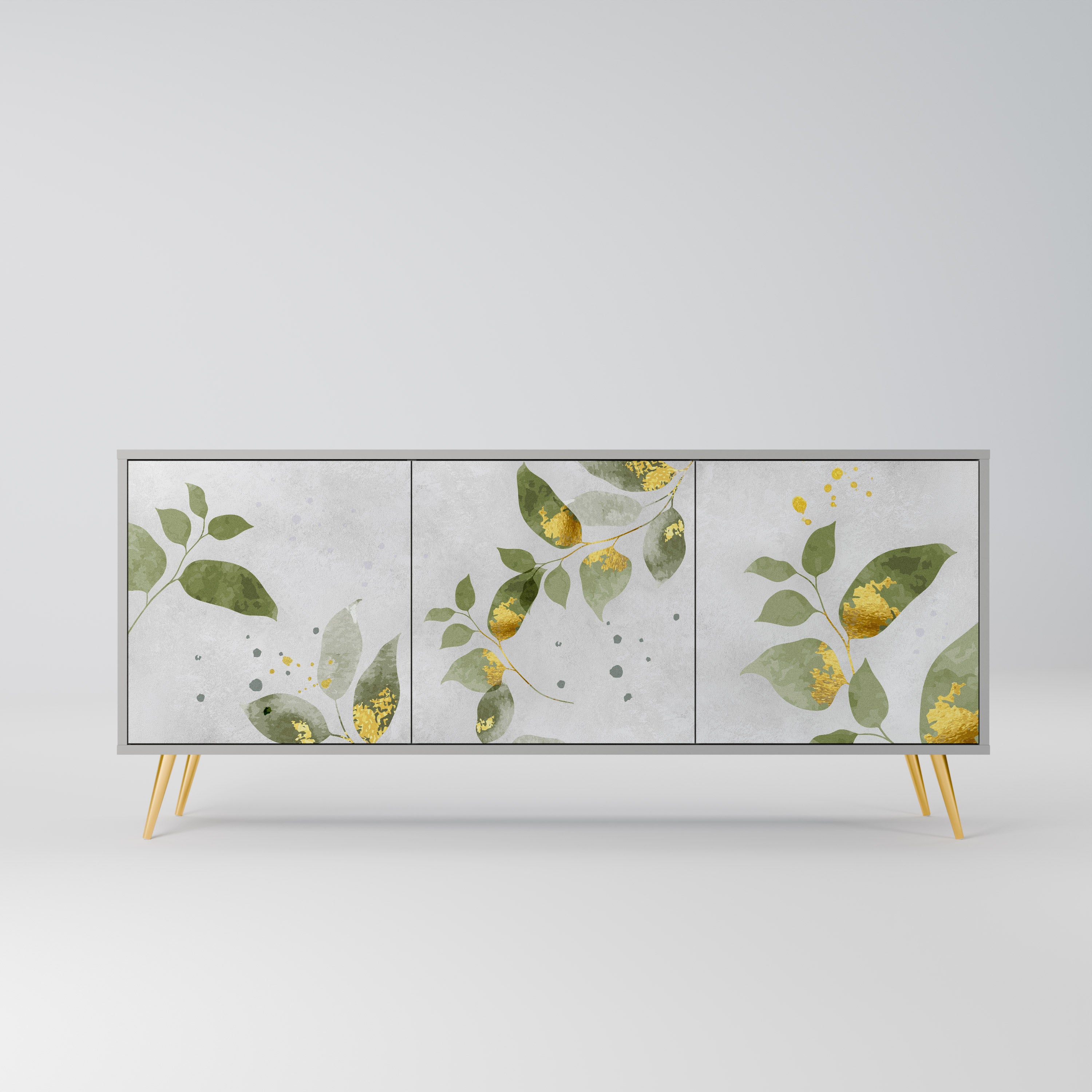 Aparador ELEGANT BOTANICS de 3 puertas en acabado gris