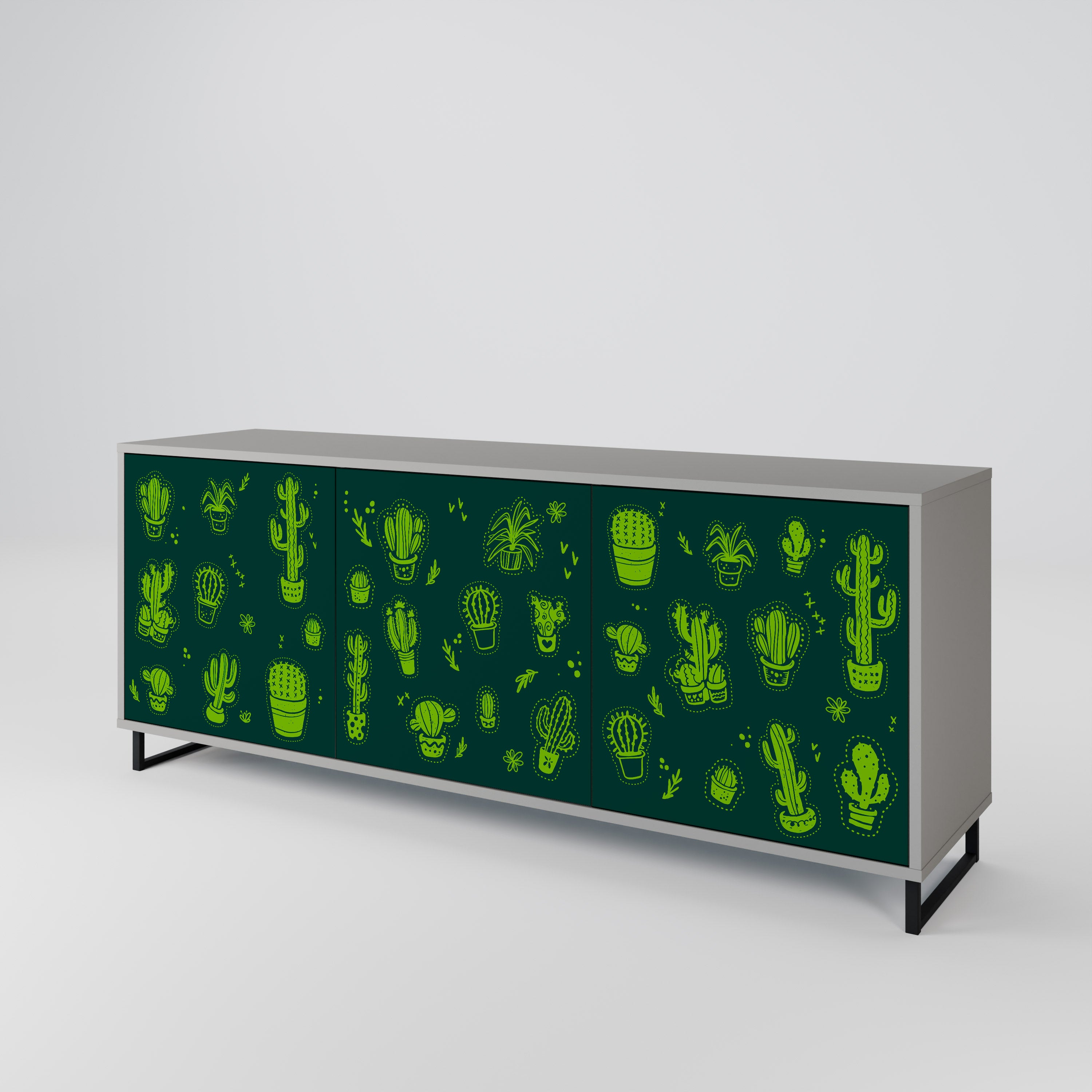 Aparador de 3 puertas DESERT GREEN con acabado gris