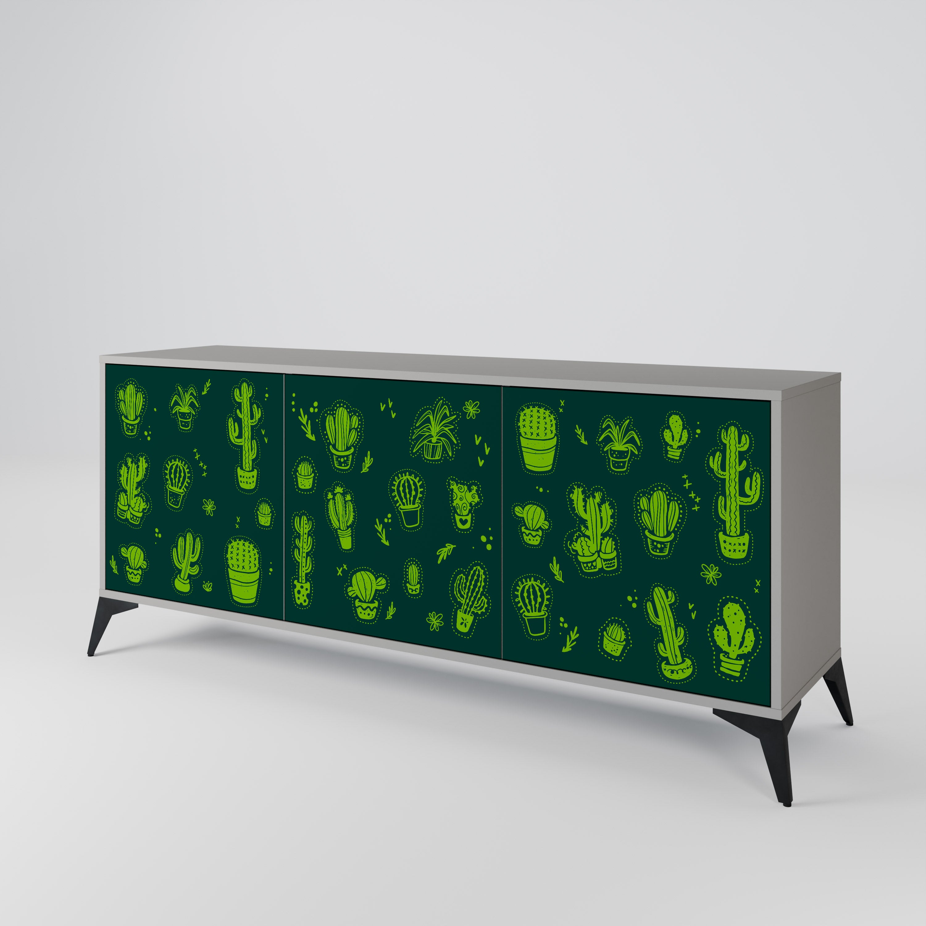 Aparador de 3 puertas DESERT GREEN con acabado gris