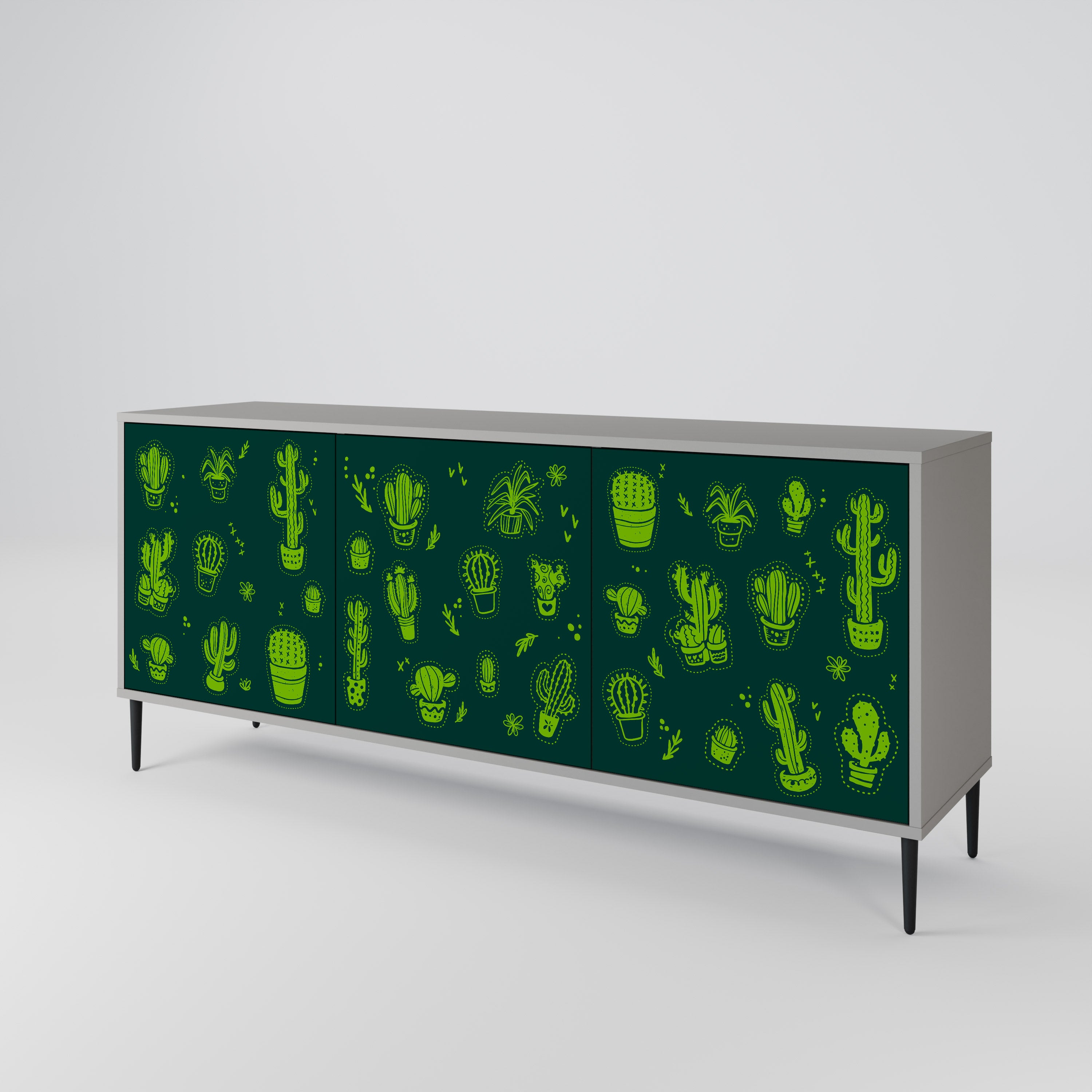 Aparador de 3 puertas DESERT GREEN con acabado gris