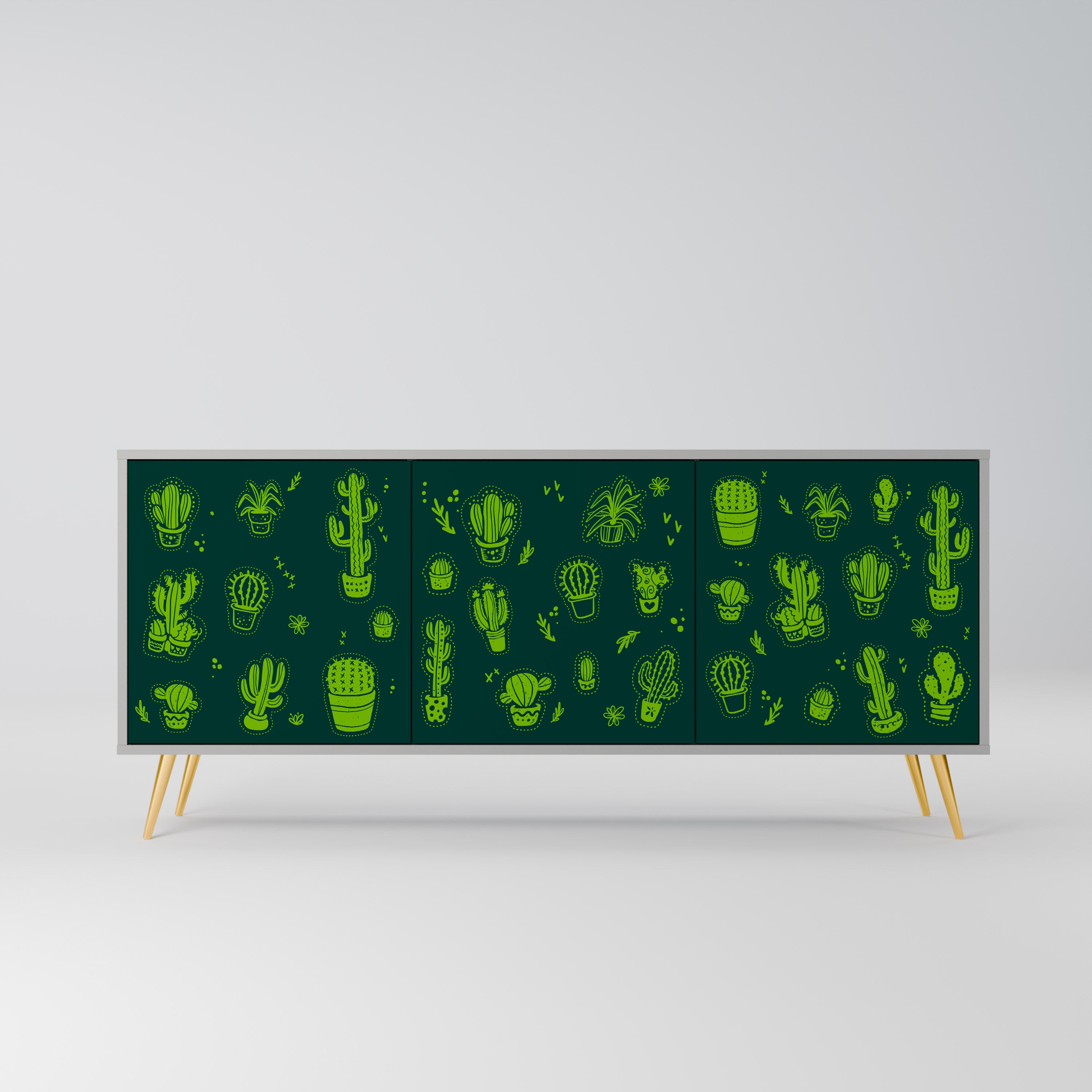 Aparador de 3 puertas DESERT GREEN con acabado gris
