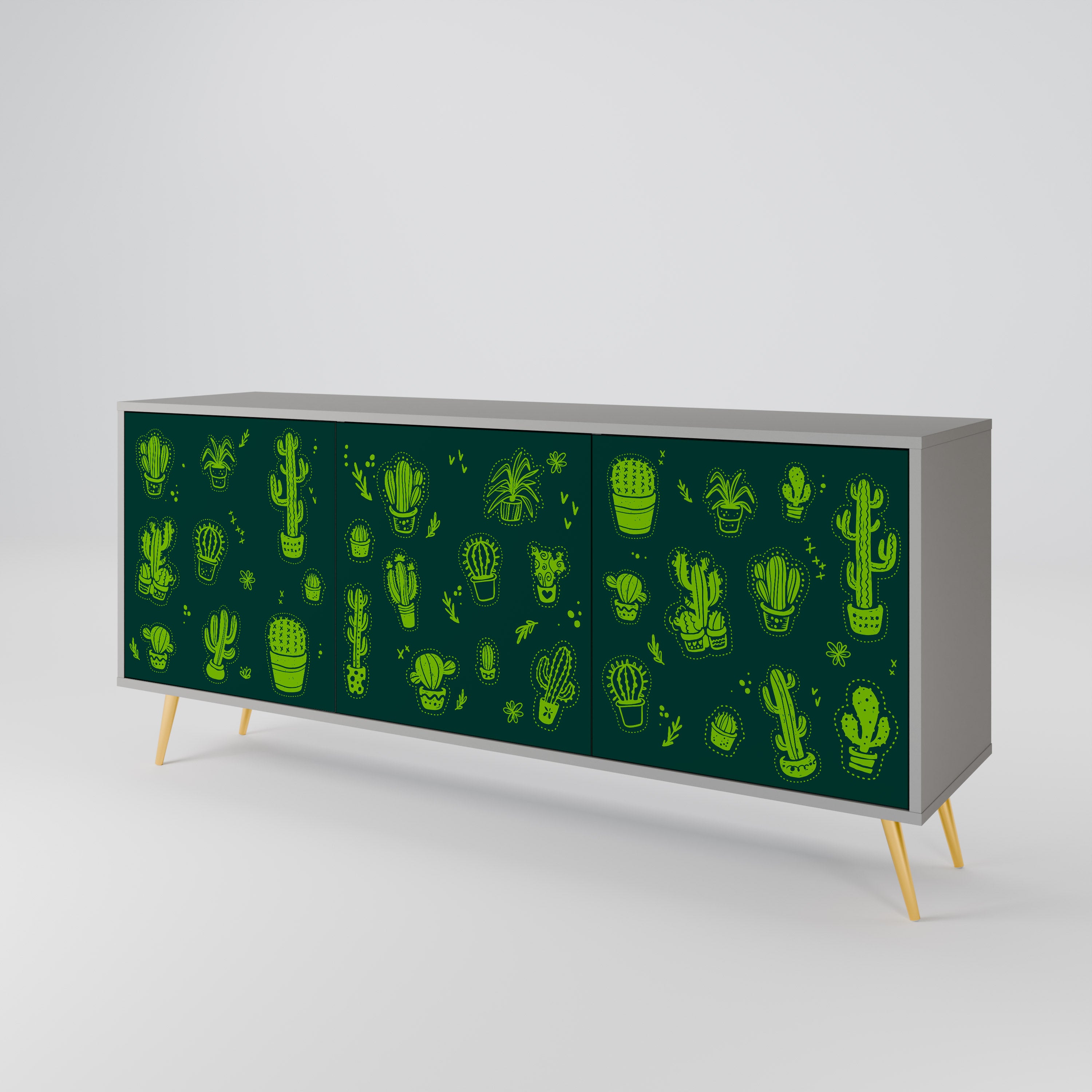 Aparador de 3 puertas DESERT GREEN con acabado gris