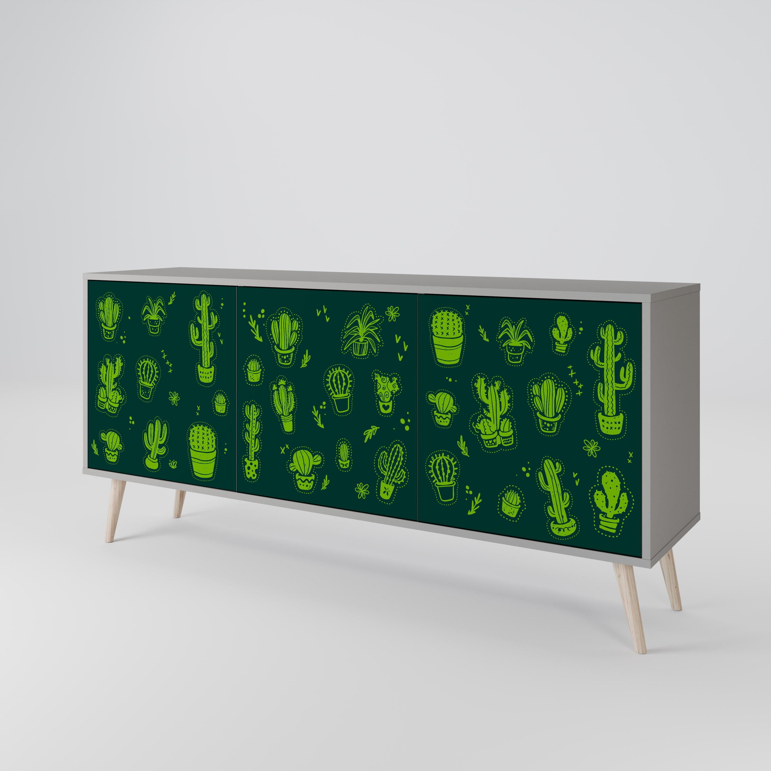 Aparador de 3 puertas DESERT GREEN con acabado gris