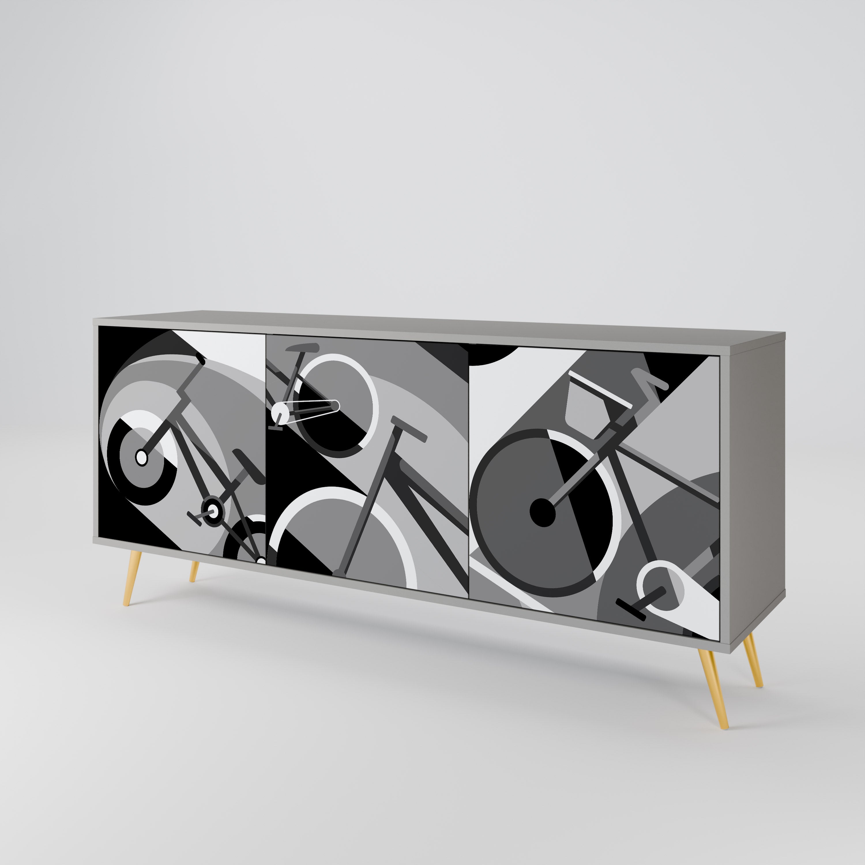 Aparador BIKE ENERGY de 3 puertas en acabado gris