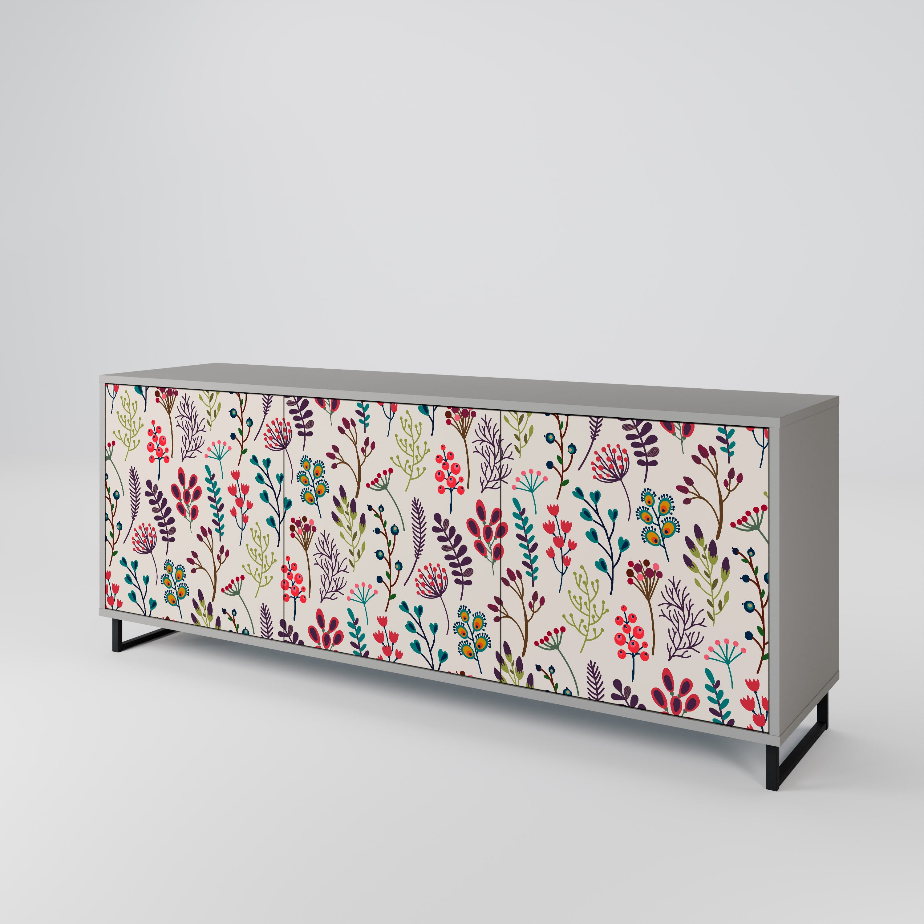 Aparador de 3 puertas AUTUMN SUNDRIES en acabado gris