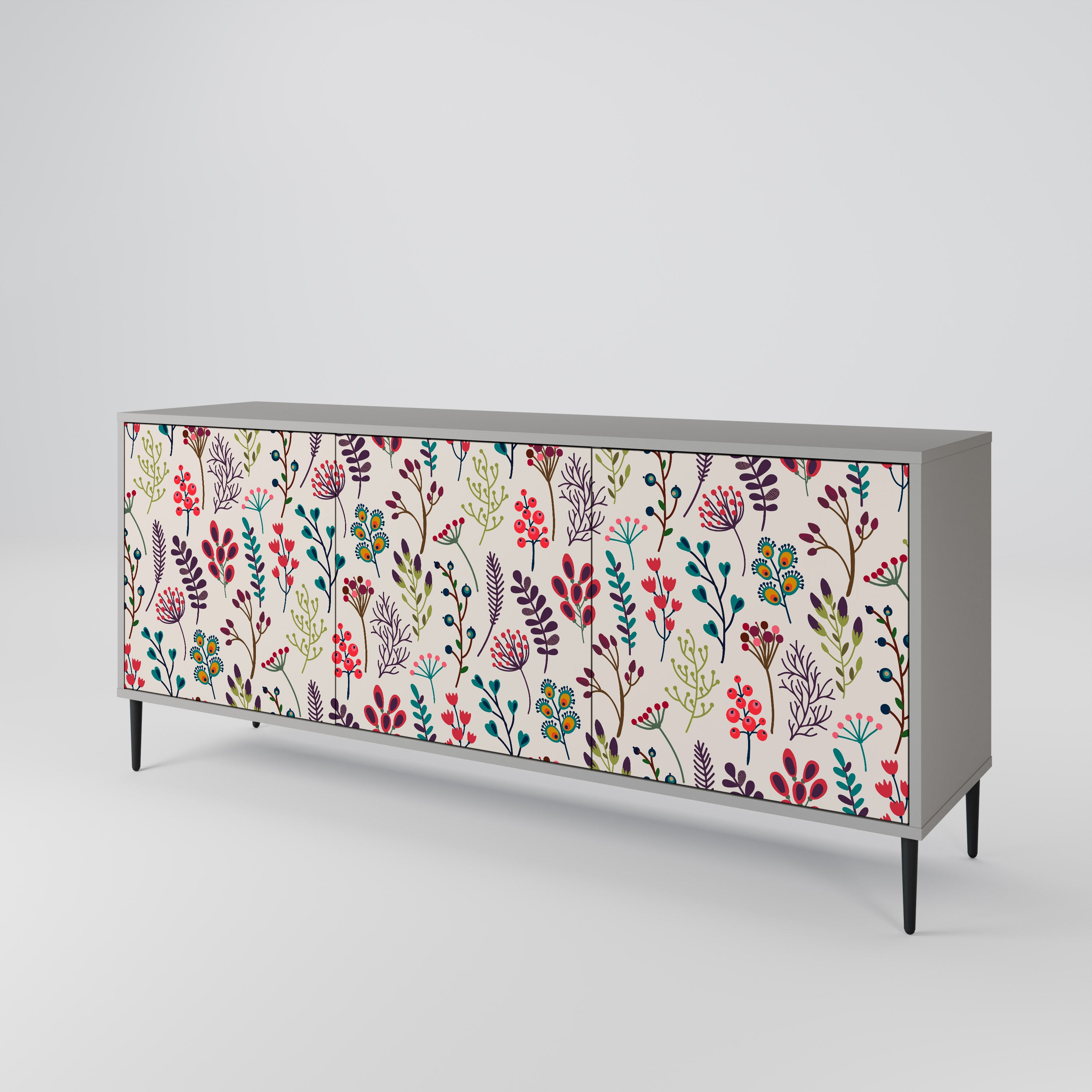 Aparador de 3 puertas AUTUMN SUNDRIES en acabado gris