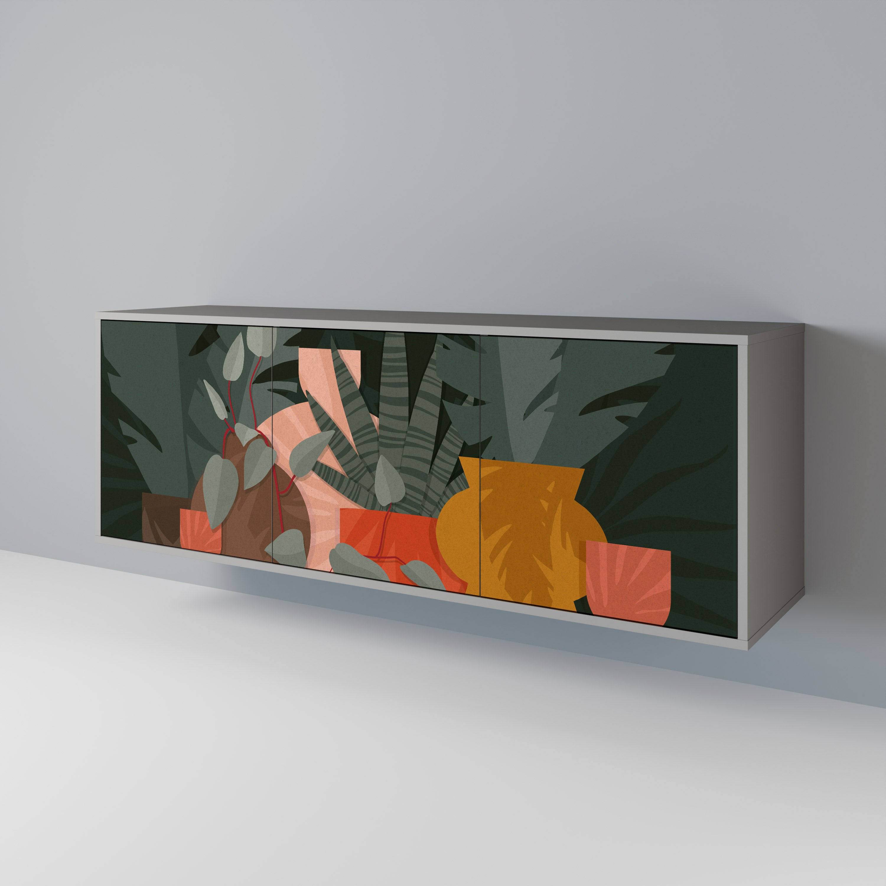 Aparador TROPICAL COMPOSITION de 3 puertas en acabado gris
