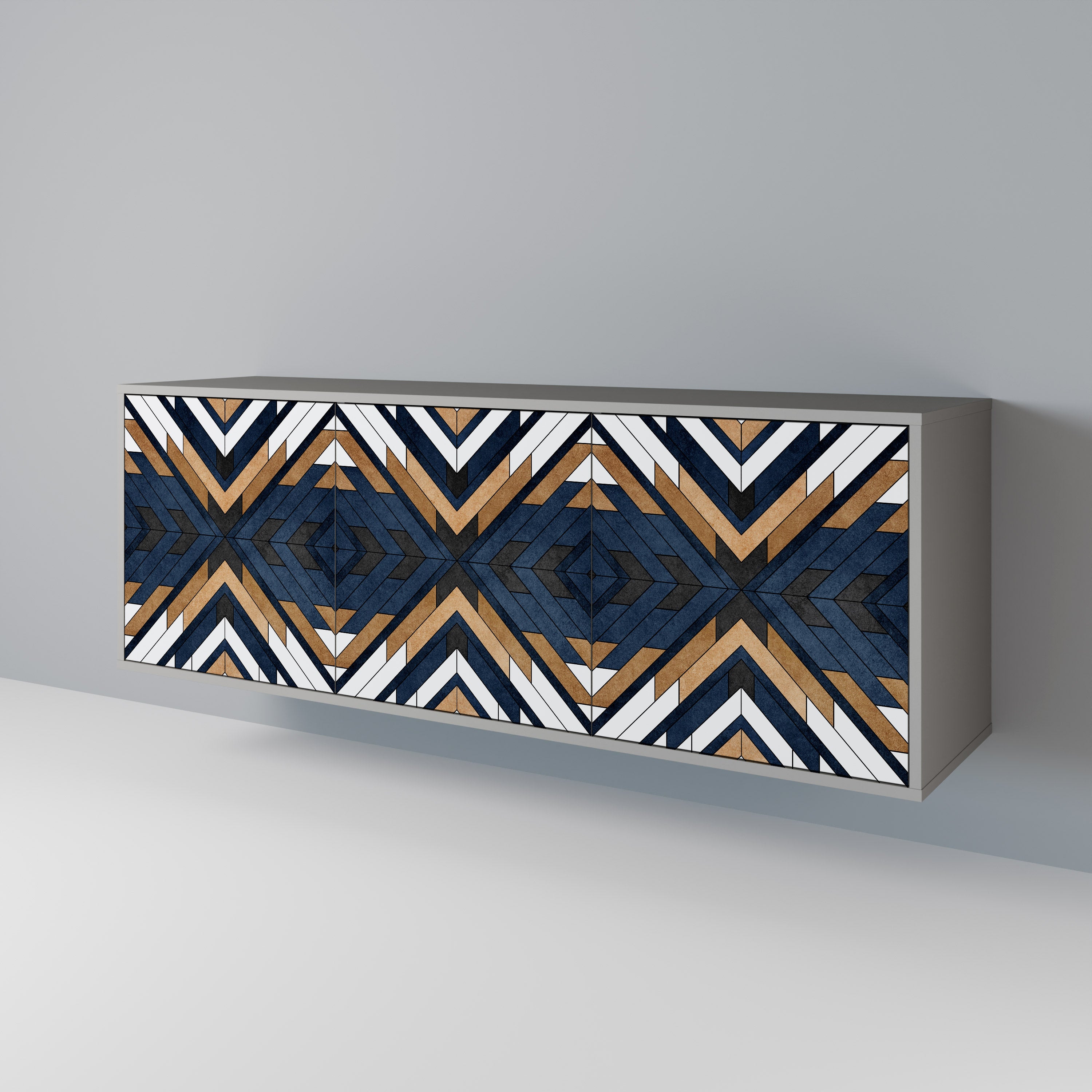 Aparador de 3 puertas ARTFUL GEOMETRY en acabado gris