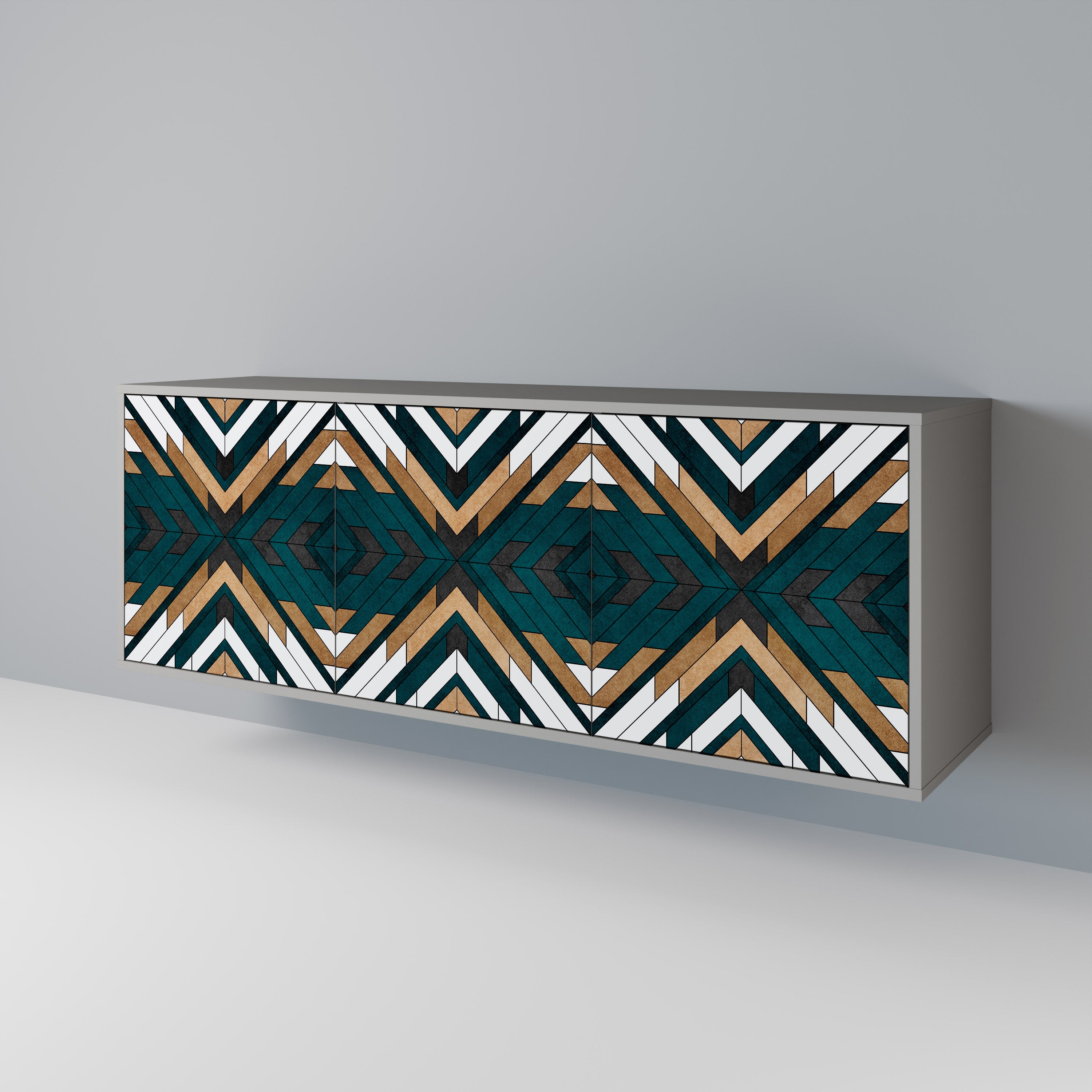 Aparador de 3 puertas ARTISTIC GEOMETRY en acabado gris