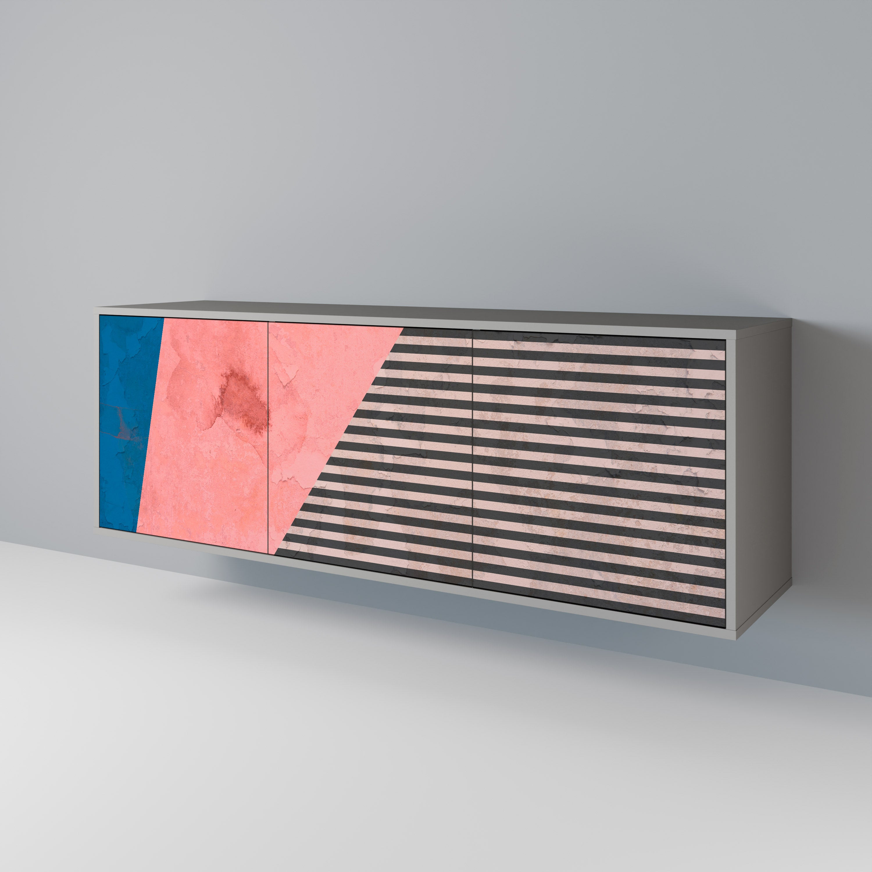 Aparador GLAMOROUS STRIPE de 3 puertas en acabado gris