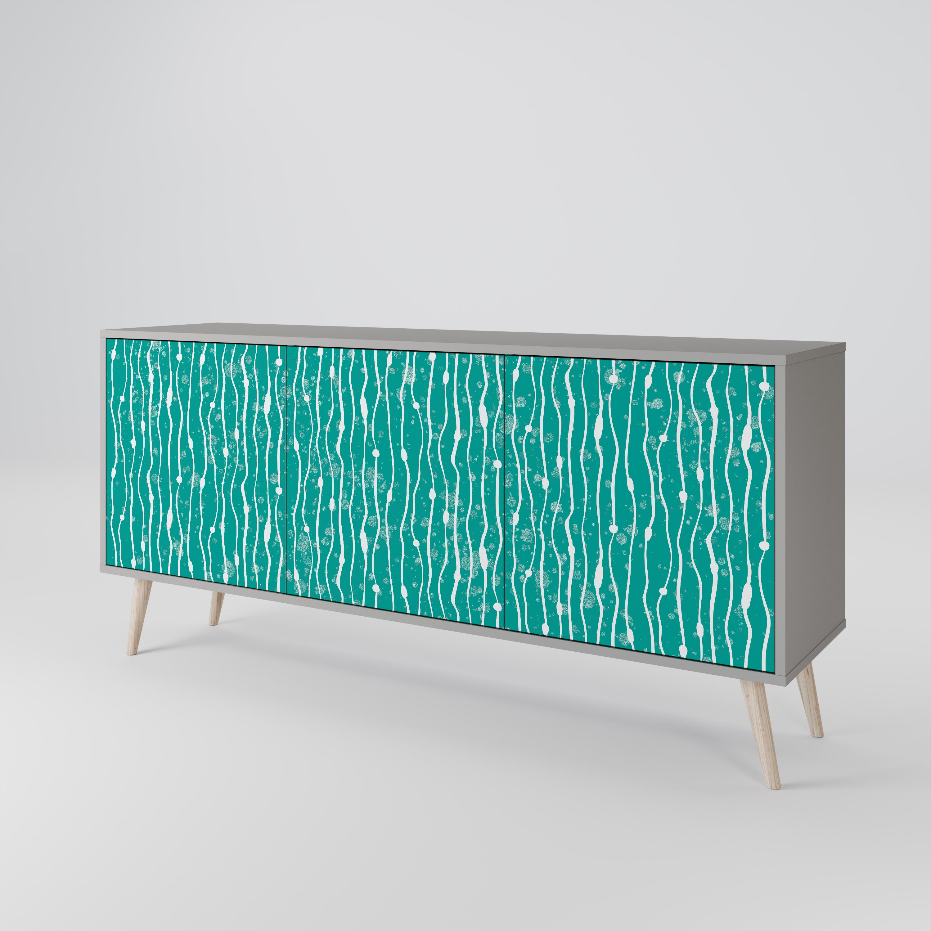 Aparador de 3 puertas TURQUOISE RAIN en acabado gris