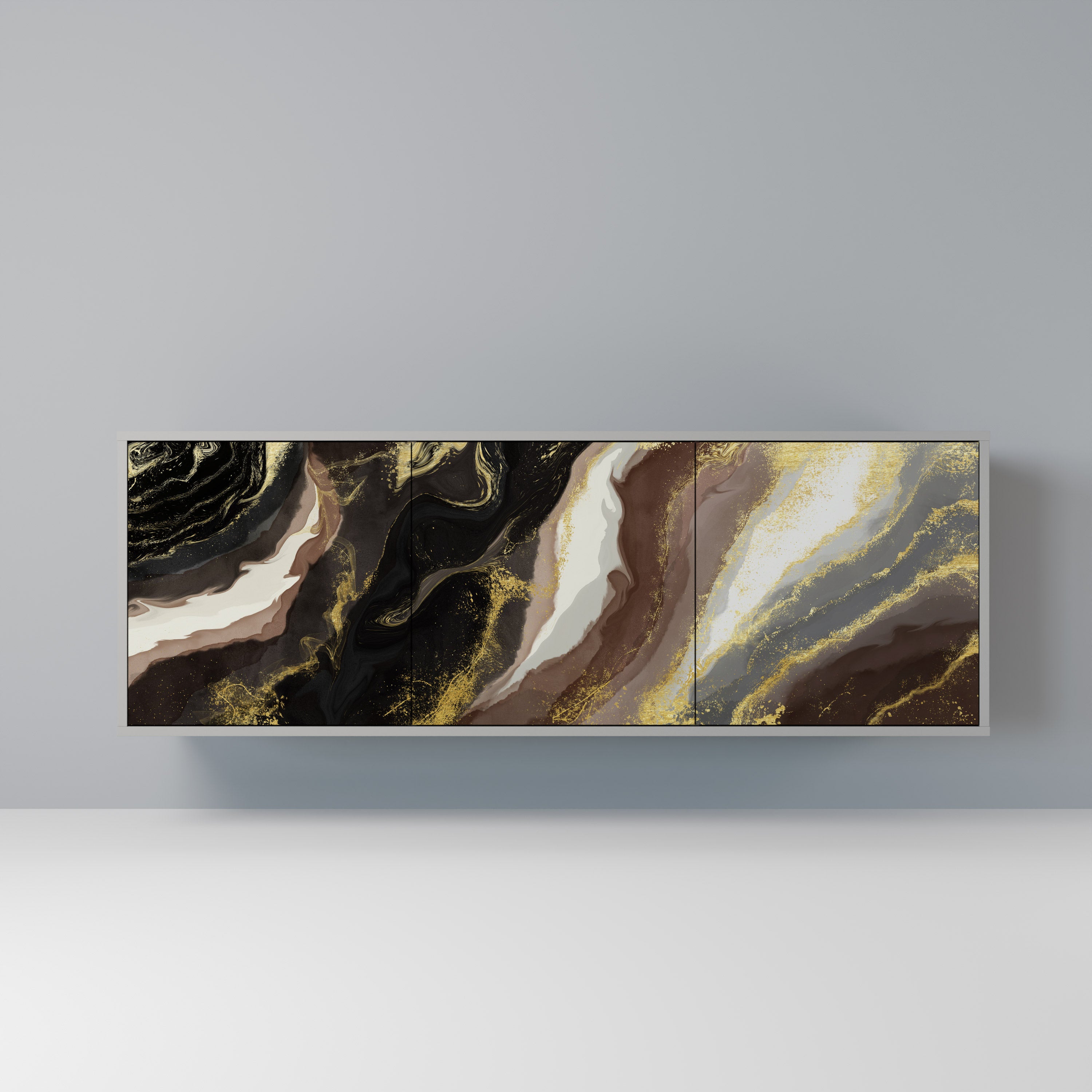 Aparador GOLD DUST de 3 puertas en acabado gris