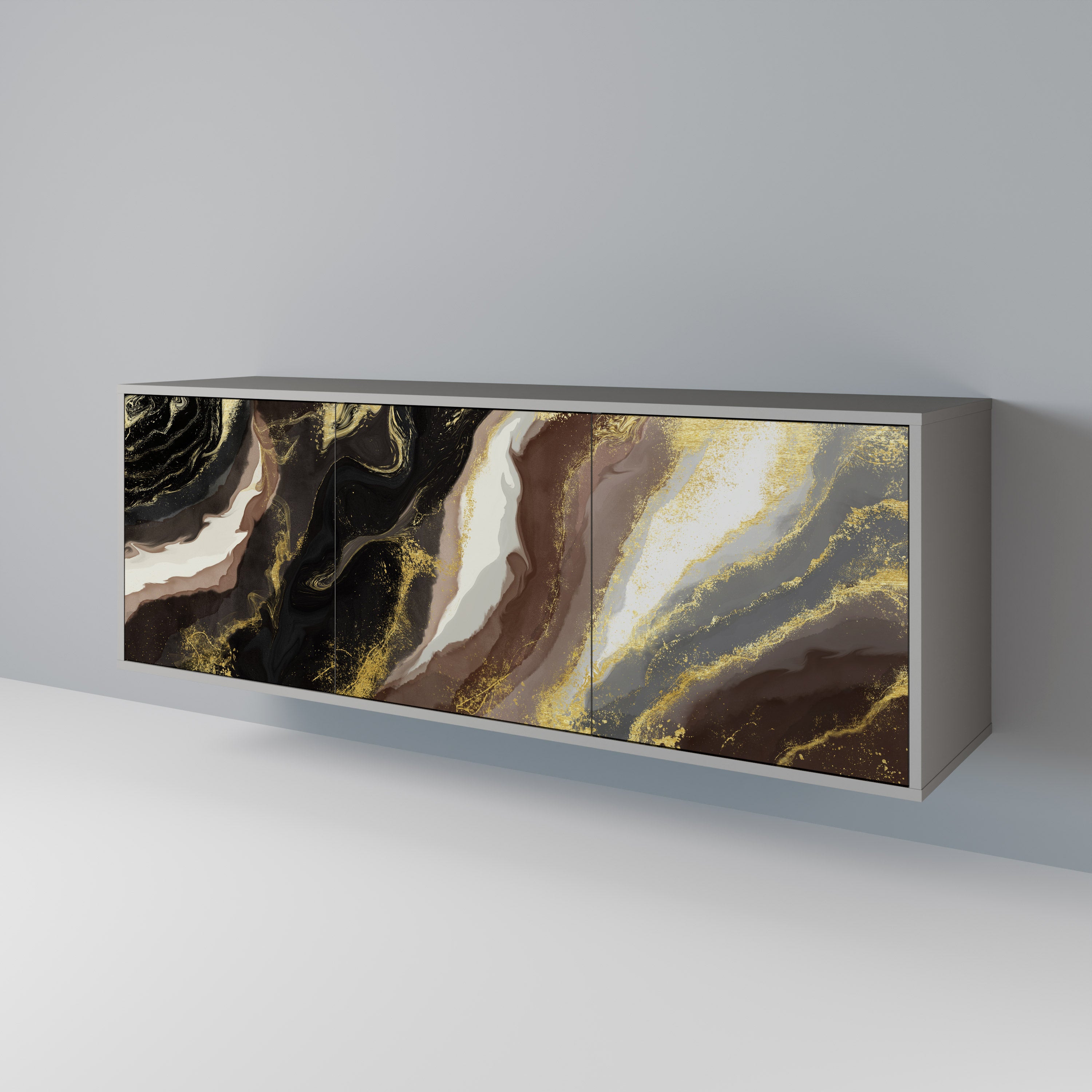 Aparador GOLD DUST de 3 puertas en acabado gris