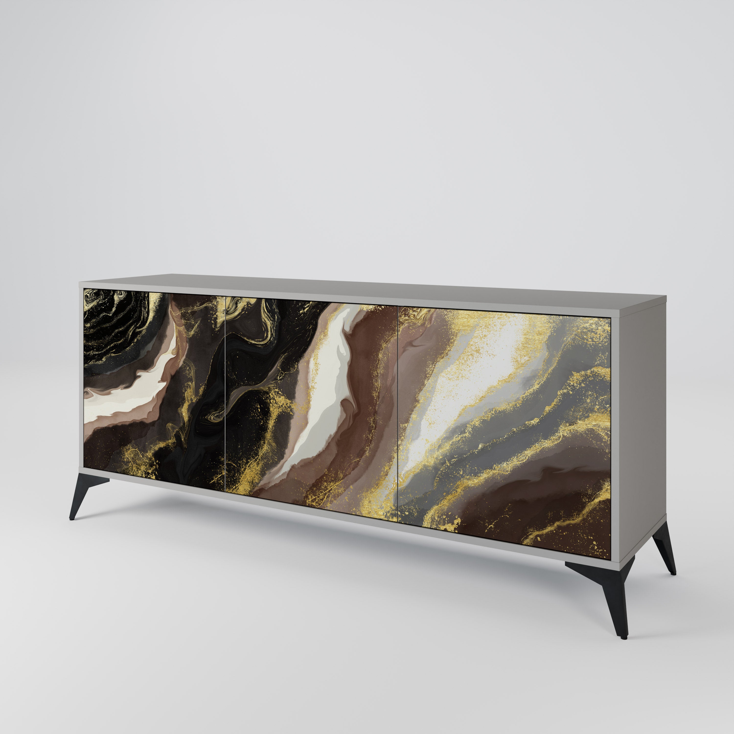 Aparador GOLD DUST de 3 puertas en acabado gris
