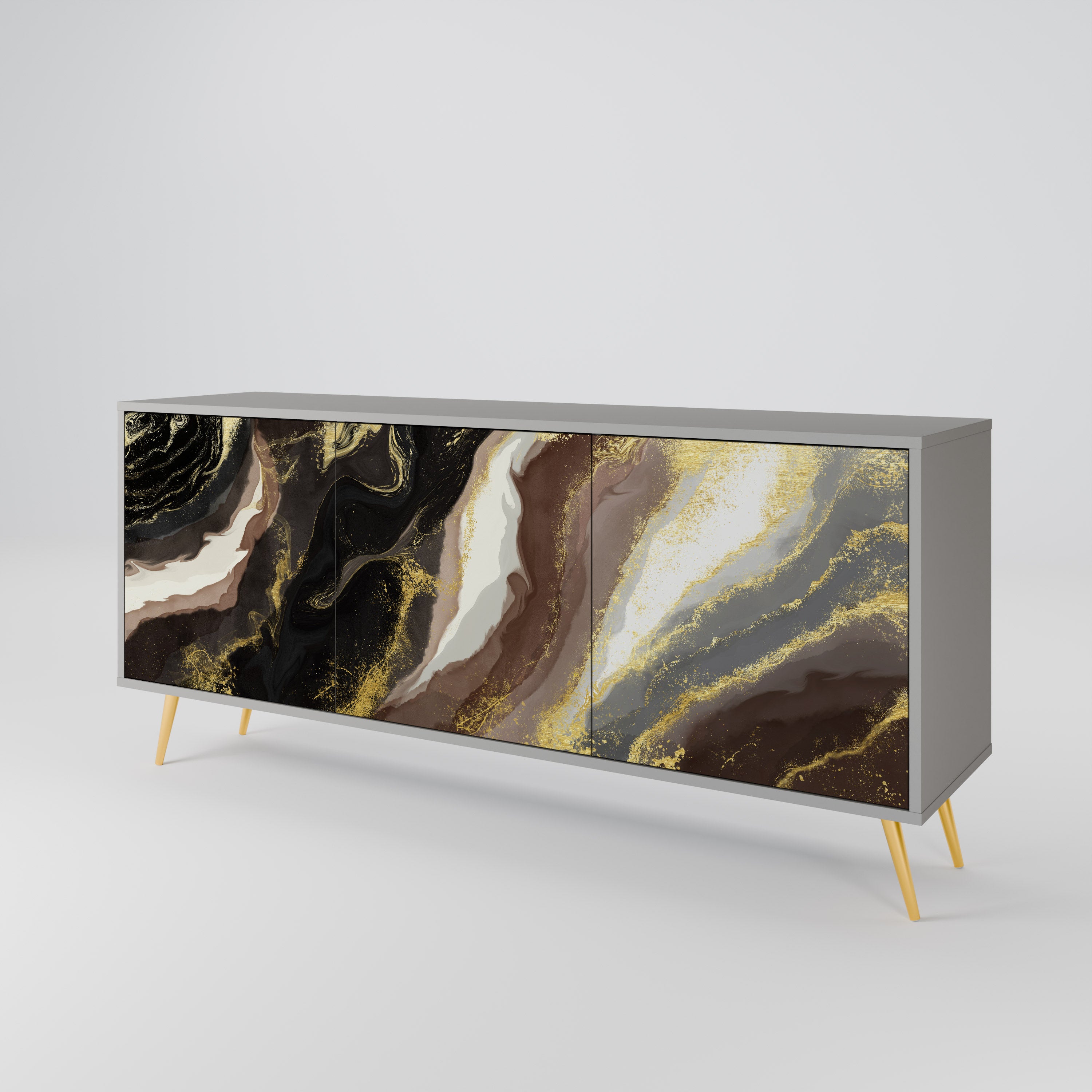 Aparador GOLD DUST de 3 puertas en acabado gris