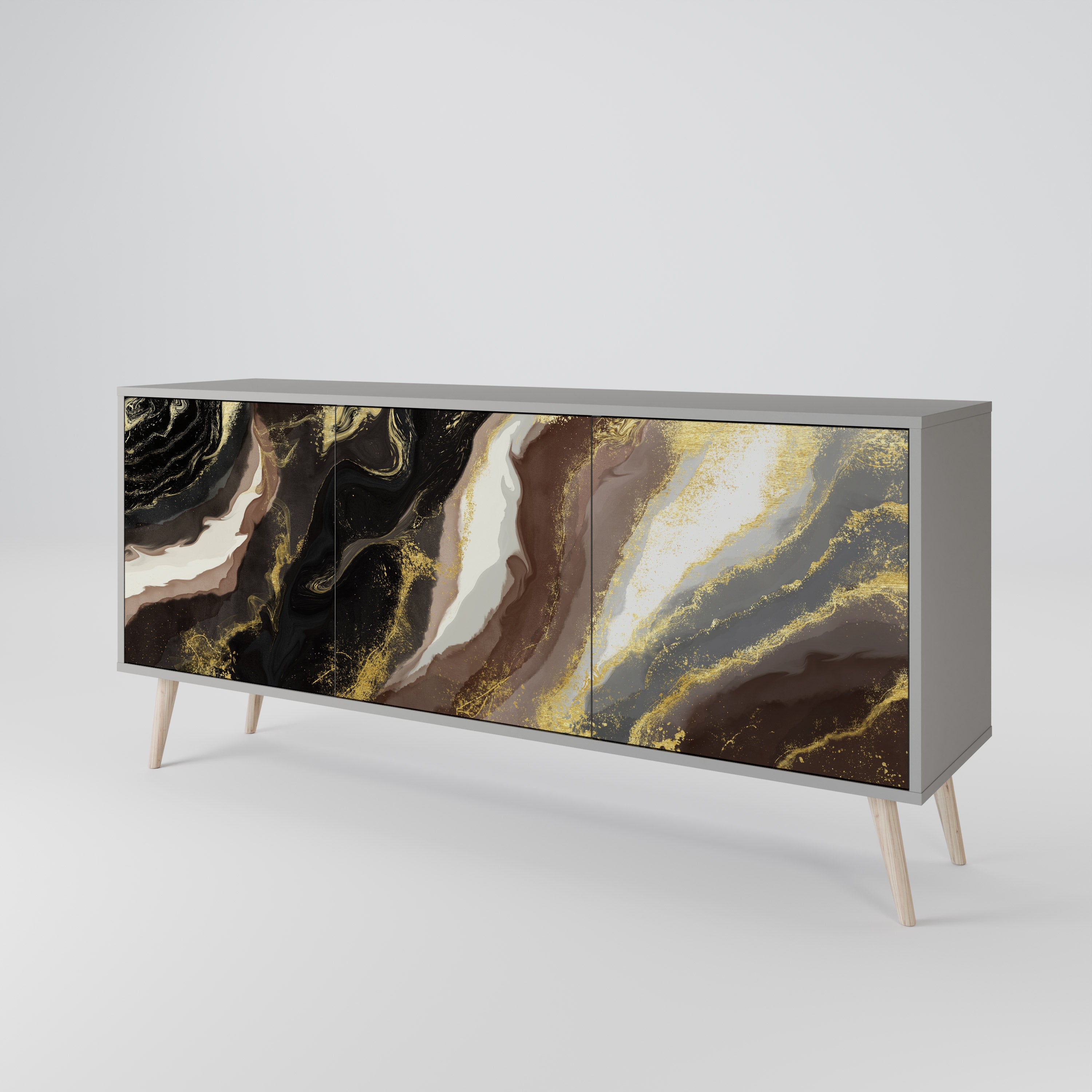 Aparador GOLD DUST de 3 puertas en acabado gris