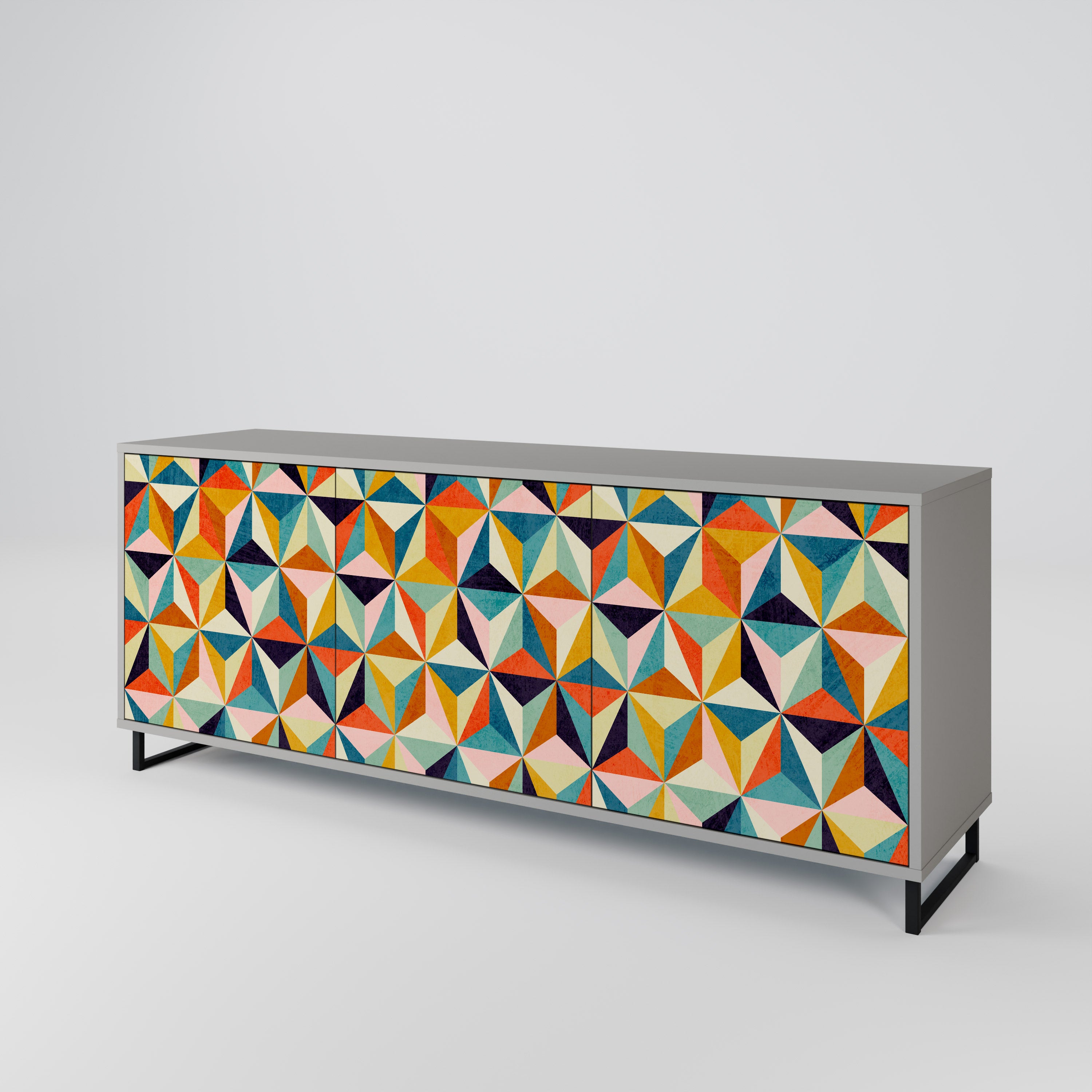 Aparador de 3 puertas TESSELATE TREASURES en acabado gris