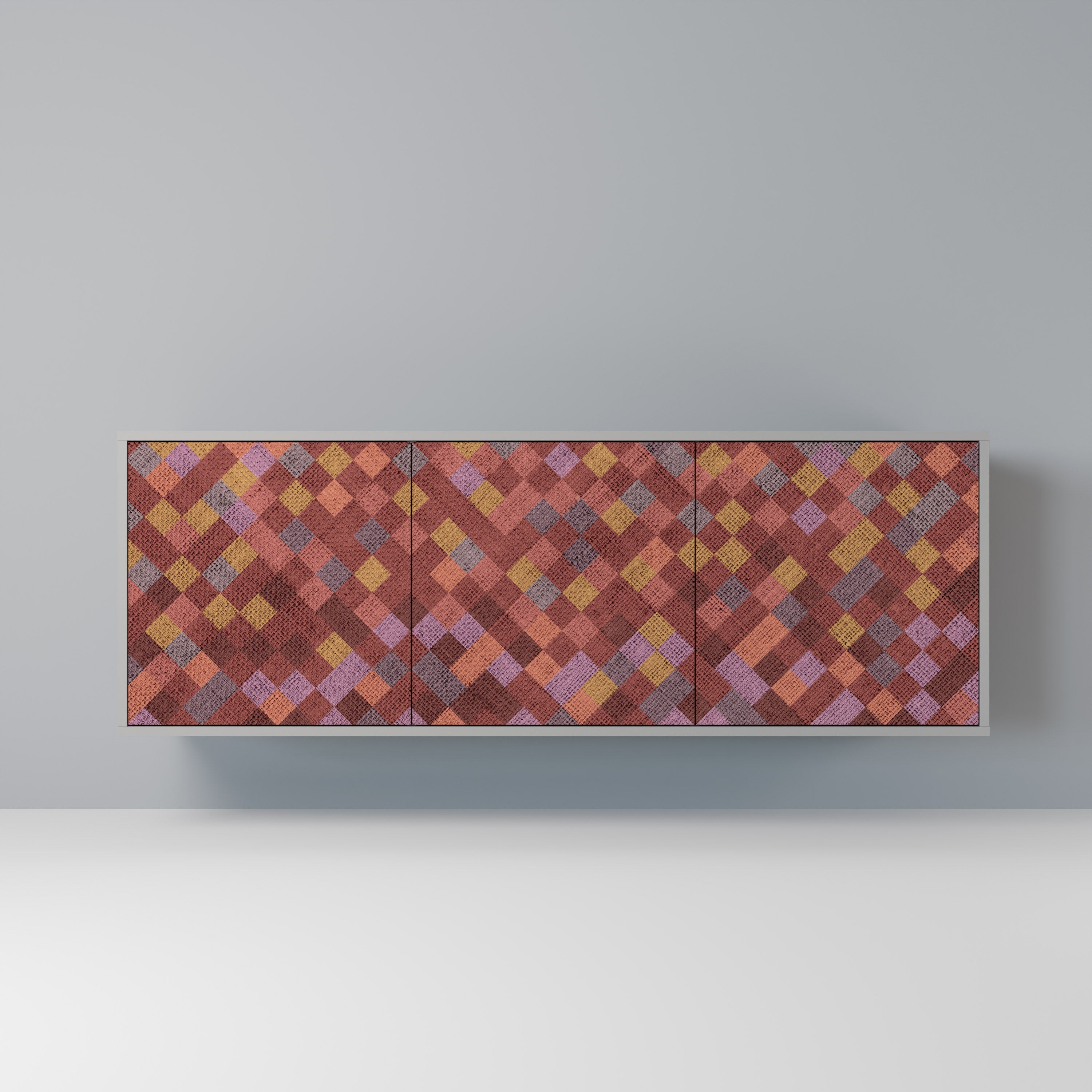 Aparador de 3 puertas PAINTED SQUARES en acabado gris